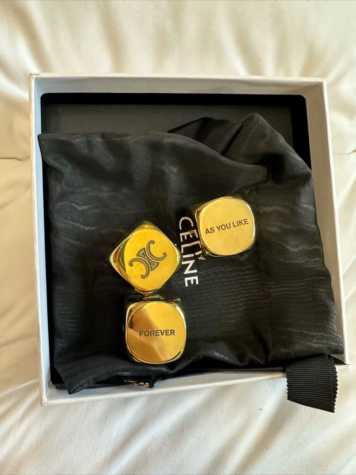 image of Celine Metal Game Dice Set in Gold, Men's