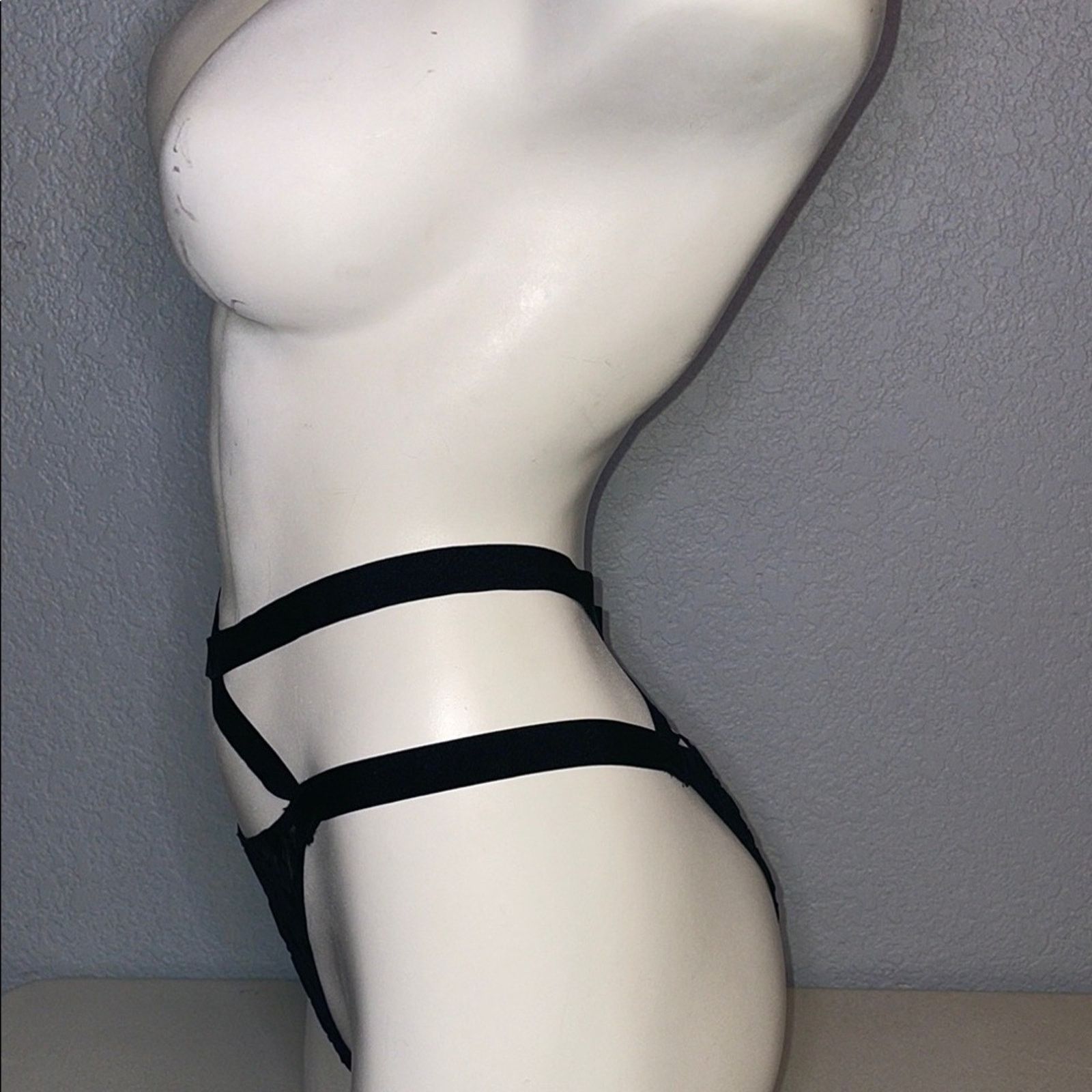 Victoria's Secret Victoria’s Secret Brazilian Thong Black Strappy VS Signature Size ONE SIZE - 4 Thumbnail