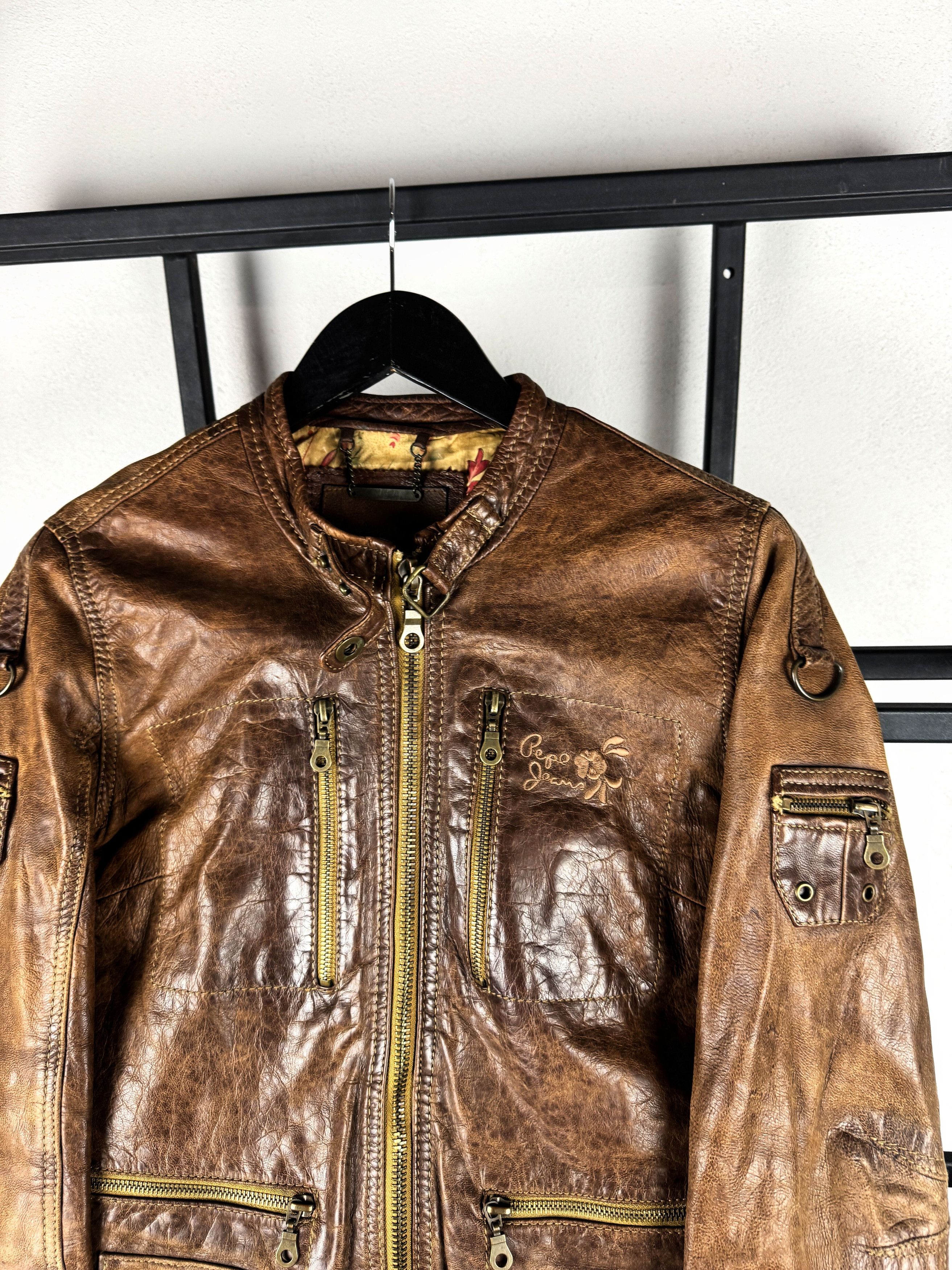 Tornado Mart Vintage Distressed Brown Leather Biker Jacket Y2K Style Size US XS / EU 42 / 0 - 3 Thumbnail