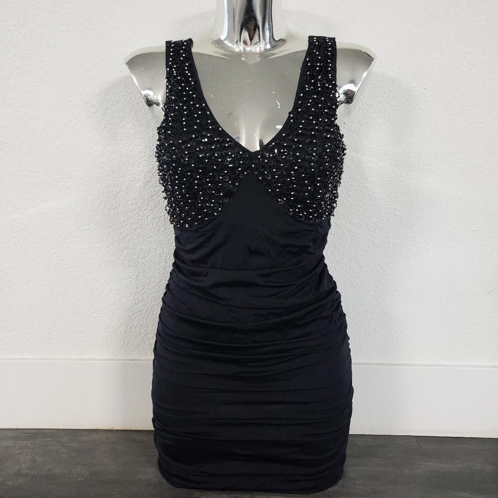 Designer Black Sequin Detailed OhYes Fashion Mini Size S / US 4 / IT 40 - 1 Thumbnail
