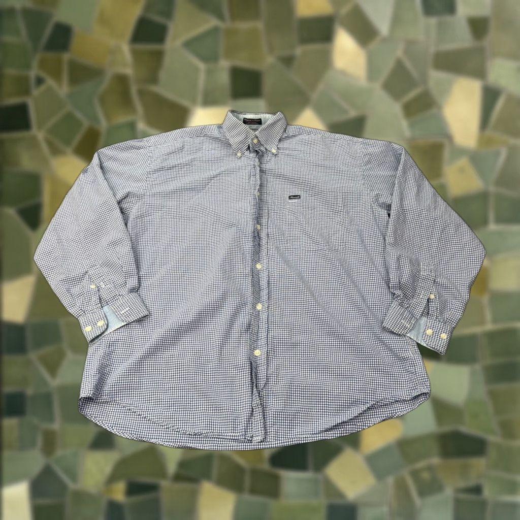 Faconnable Faconnable Shirt Mens Large Blue White Gingham Check Button Down Cotton Size US L / EU 52-54 / 3 - 1 Thumbnail