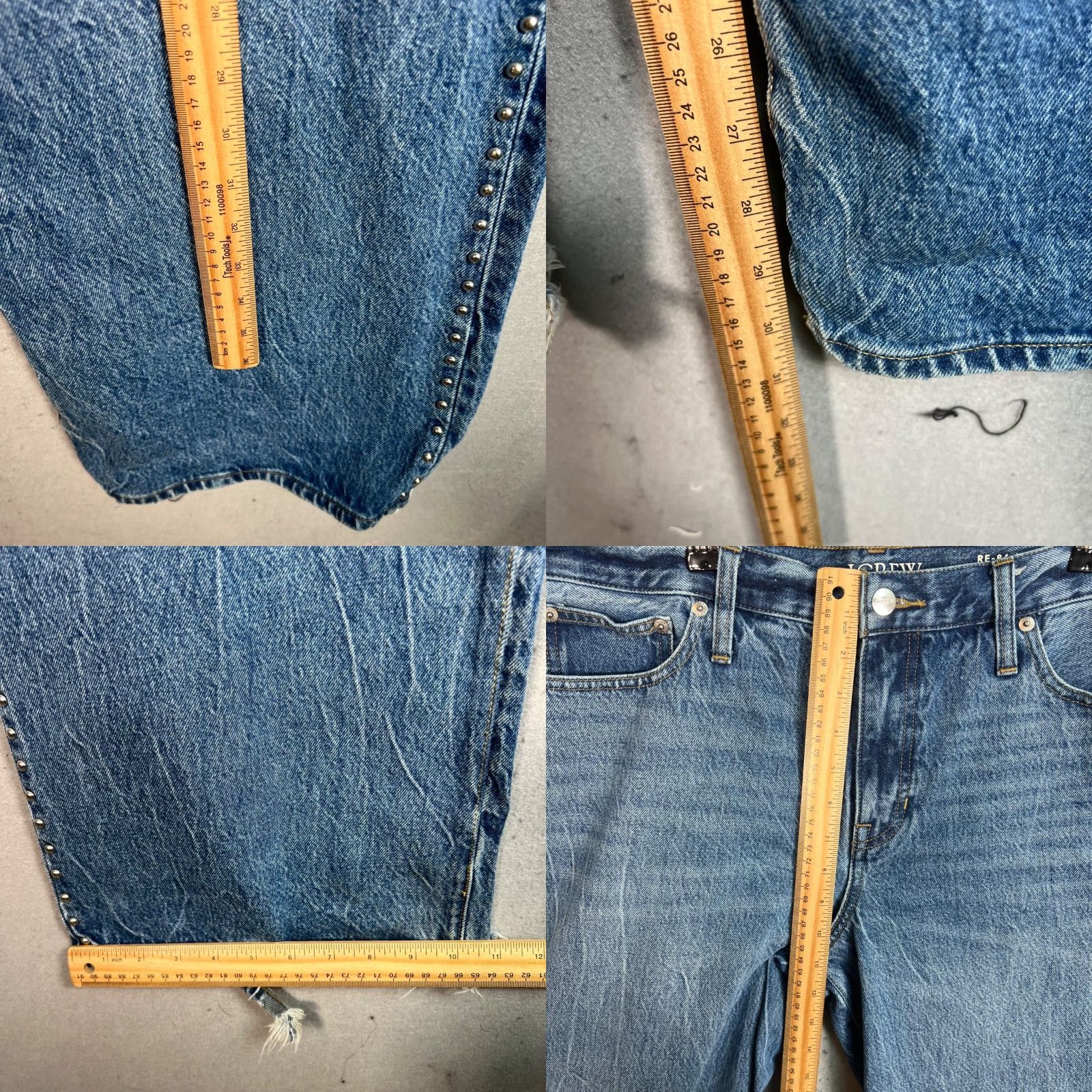 J.Crew VINTAGE J.CREW Jeans Wide-Leg Womens Size 30 Blue 100% Cotton Distressed Hem 31in Inseam Size 30" / US 8 / IT 44 - 8 Thumbnail