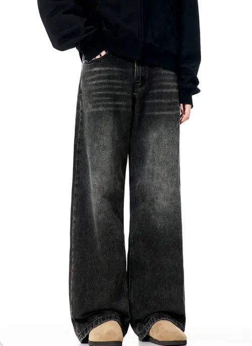 Japanese Brand × Jean Men's vintage washed distressed straight loose jeans Size US 34 / EU 50 - 2 Thumbnail