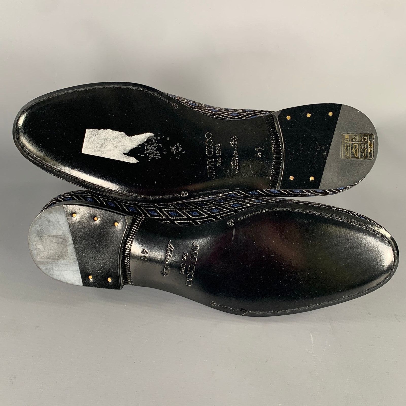 Jimmy Choo JIMMY CHOO Size 8 Navy Black Diamond Velvet Loafers Size US 8 / EU 41 - 6 Thumbnail