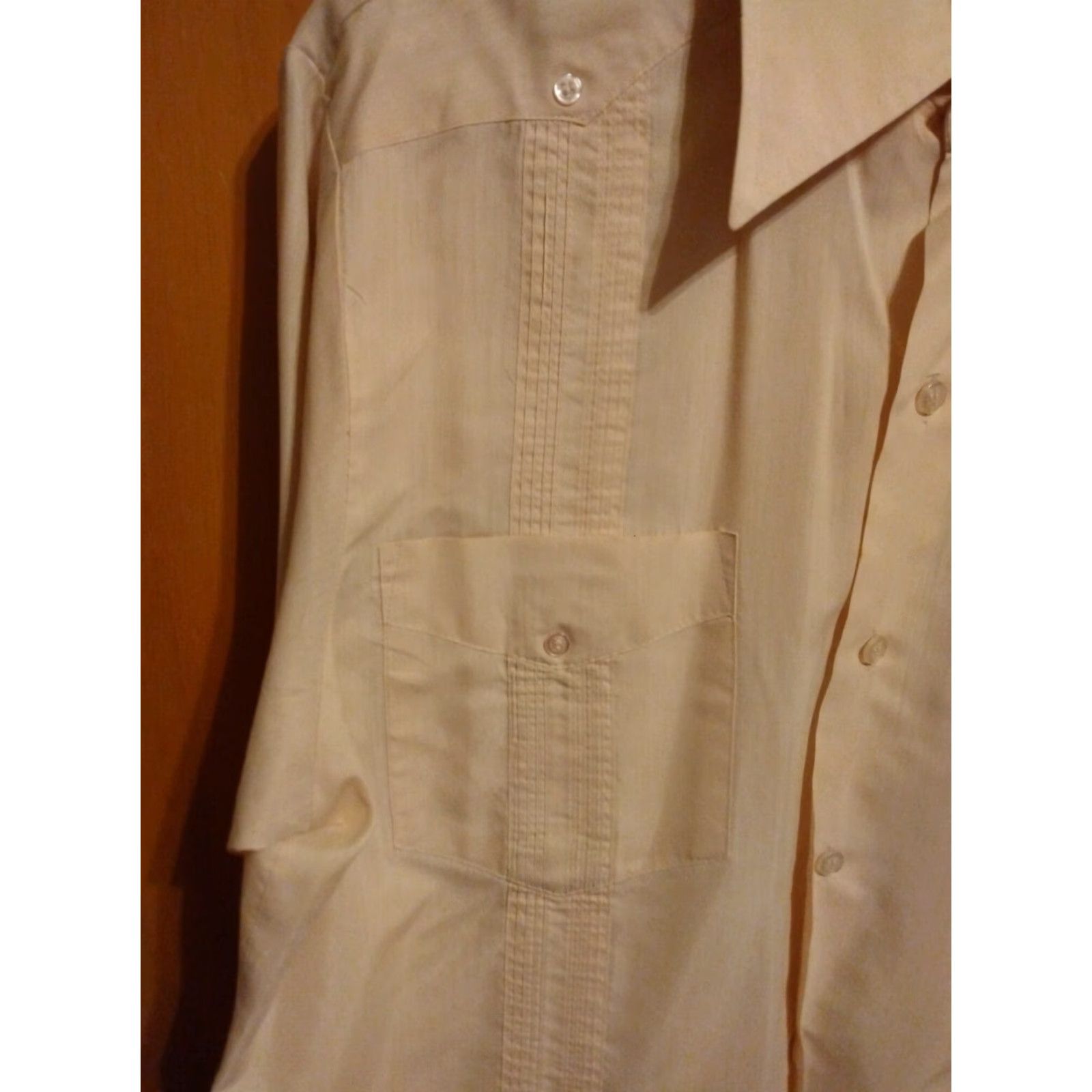 Vintage VINTAGE ROMANI Shirt Mens M Yellow Button-Up Long Sleeve Collared 70s Retro All Seasons Easy Care Pockets Size 40R - 3 Thumbnail