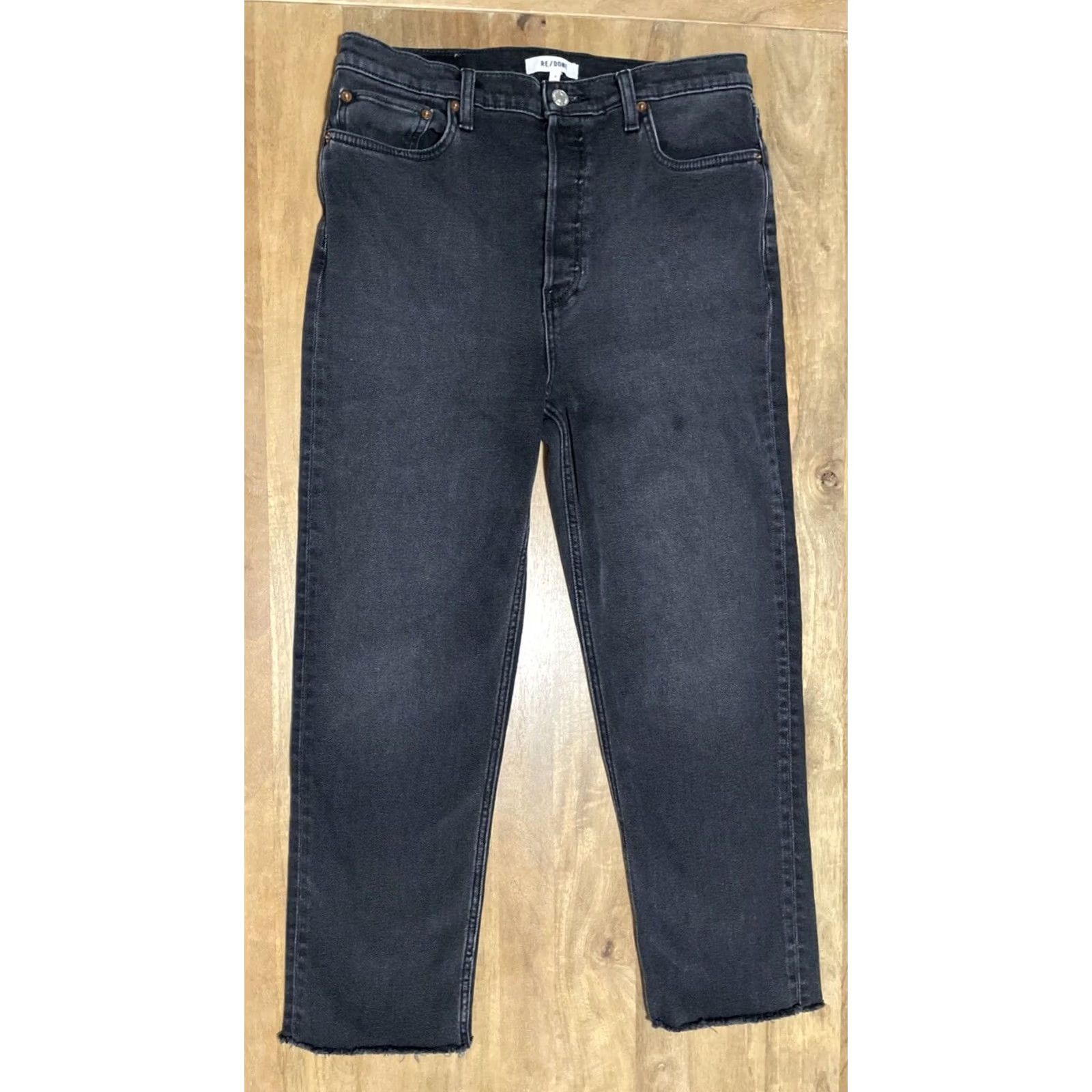 RE/DONE RE/DONE 70s Stovepiper Jeans Womens 32x26 High Rise Straight Black Denim Jeans Size 24" / US 00 / IT 34 - 2 Thumbnail