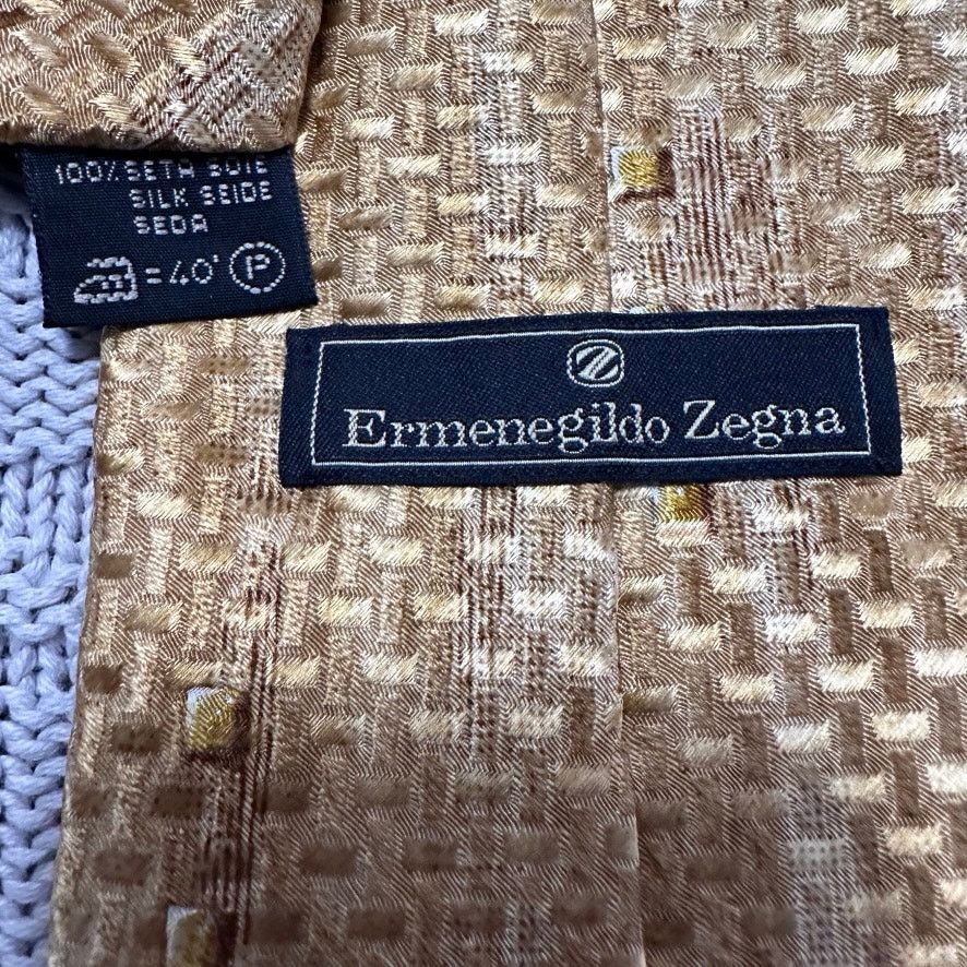Ermenegildo Zegna Ermenegildo Zegna golden basketweave silk tie Size ONE SIZE - 3 Thumbnail