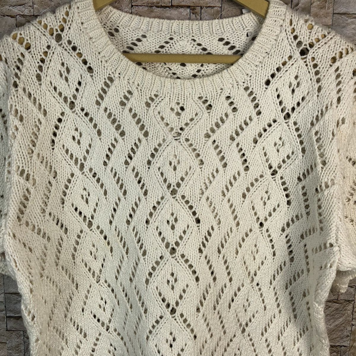 Japanese Brand × Vintage Japanese Brand White crochet mesh net Knitwear #A857 Size S / US 4 / IT 40 - 9 Thumbnail