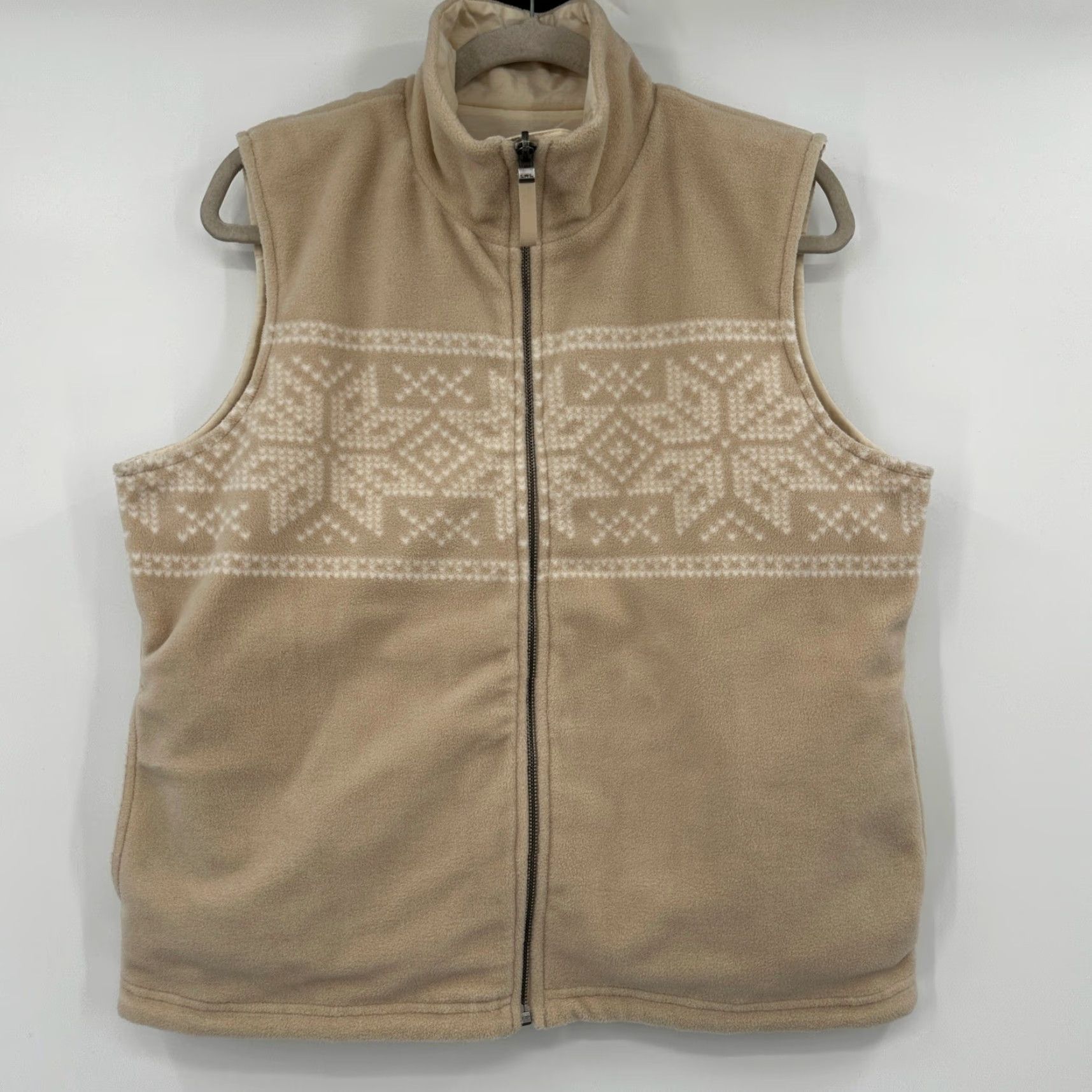 Ralph Lauren Lauren Ralph Lauren Vest Womens XL Beige Fleece Zip Up Fair Isle Snowflake Pockets Full Zip Size XL / US 12-14 / IT 48-50 - 2 Thumbnail