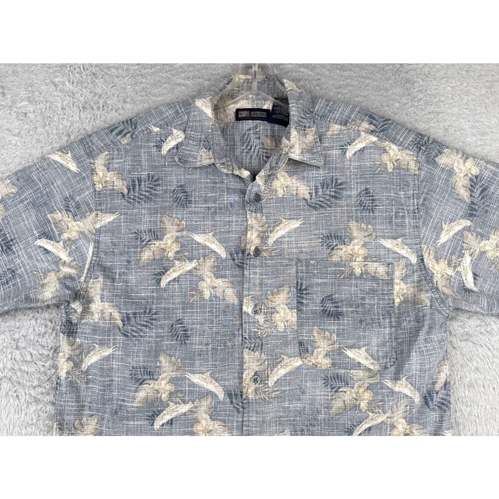 Faded Glory Faded Glory Men Shirt Floral Beig e 100% Cotton Hawaiian Pocket Short Sleeve Button-Up Vintage: No Size US M / EU 48-50 / 2 - 4 Thumbnail