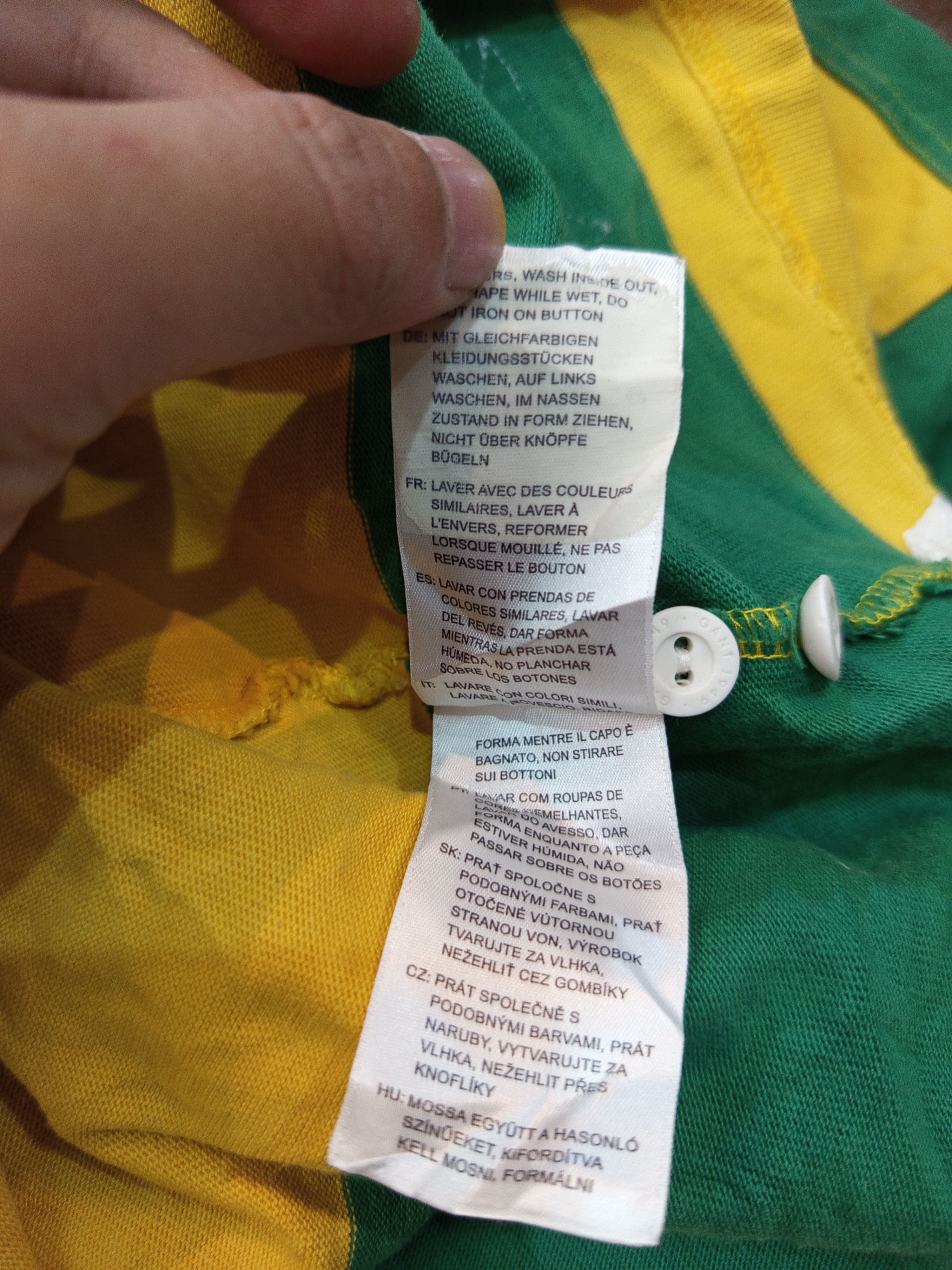 Gant 1990s GANT Hugger Rugby Shirt Green/Yellow Size US M / EU 48-50 / 2 - 12 Thumbnail
