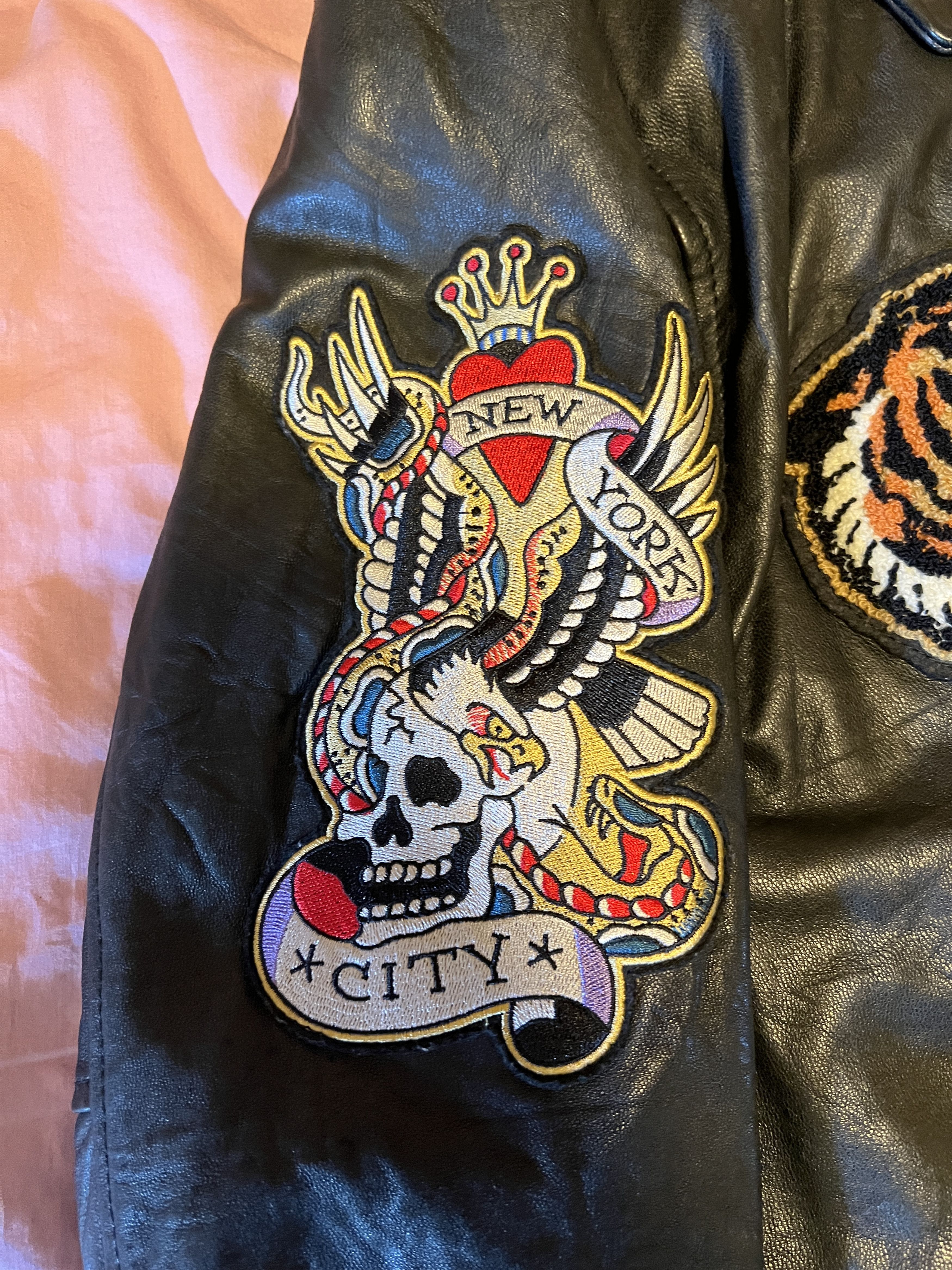 Christian Audigier Christian Audigier Tiger Leather Varsity Jacket Y2K Ed Hardy Size US XXL / EU 58 / 5 - 3 Thumbnail