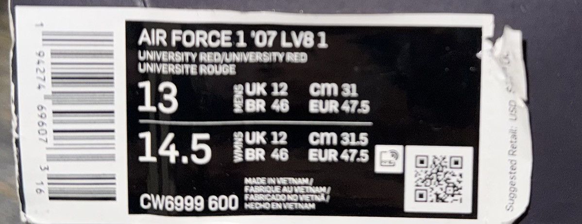 Nike Nike Air Force 1 Low 07 LV8 1 – Size 13 OG Box/Supreme Laces Size US 13 / EU 46 - 11 Thumbnail