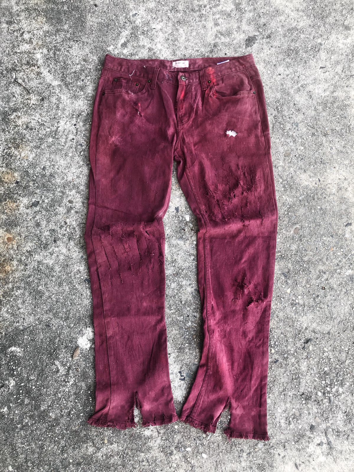 image of Helmut Lang Distressed Pants in Red, Men's (Size 33)