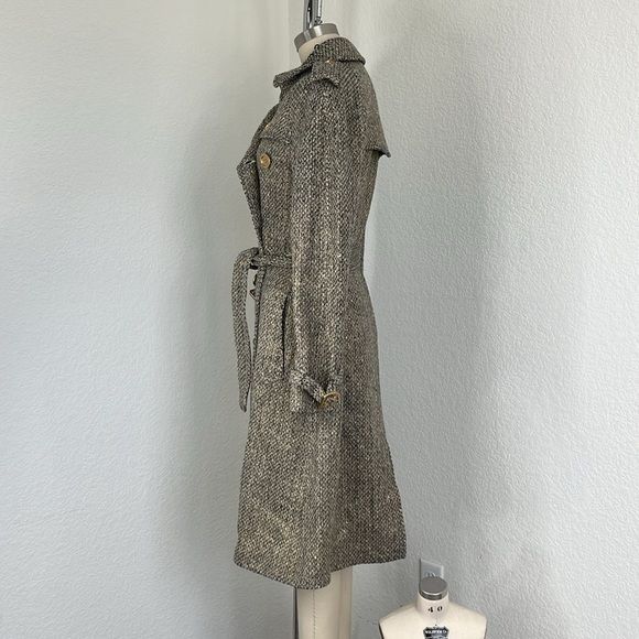 Burberry Burberry Metallic Tweed Gold Belted Trench Coat Jacket Size S / US 4 / IT 40 - 9 Thumbnail