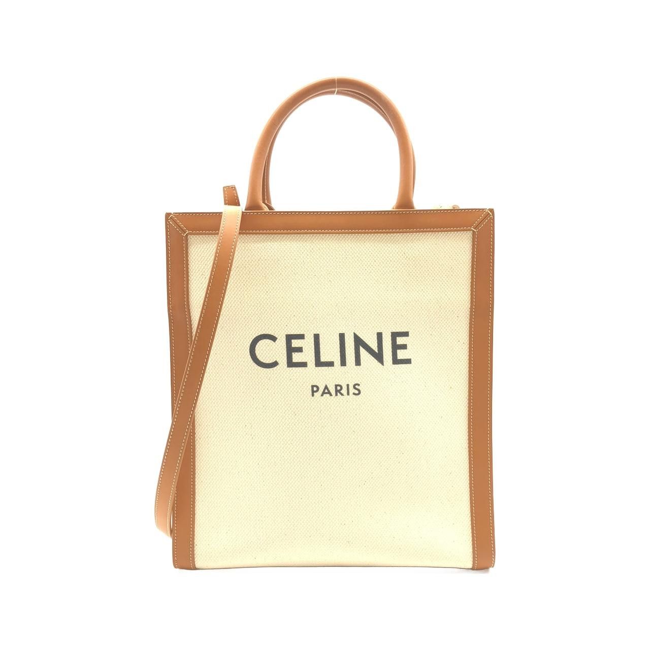 Celine Celine Celine Small Vertical Celine Cabas Cotton Canvas Calf Bag Textile Tote Bag 192082BNZ DUTY FREE for USA Size ONE SIZE - 1 Thumbnail