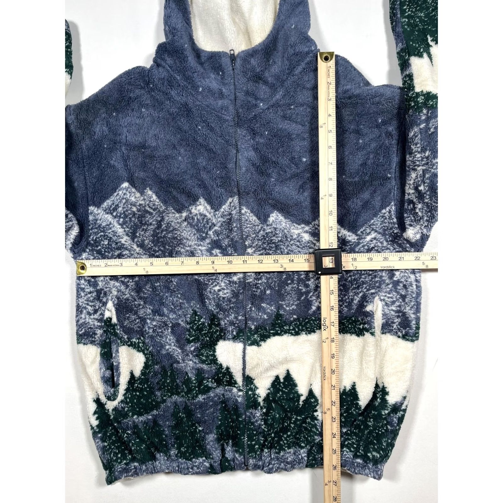 Vintage Country Woods Men`s Small Blue Mountain Landscape Fleece Zip Hoodie Jacket Winter Natural Comfort Comfort Warmth Full Zip Hooded Pockets Vintage? No Size US S / EU 44-46 / 1 - 6 Thumbnail