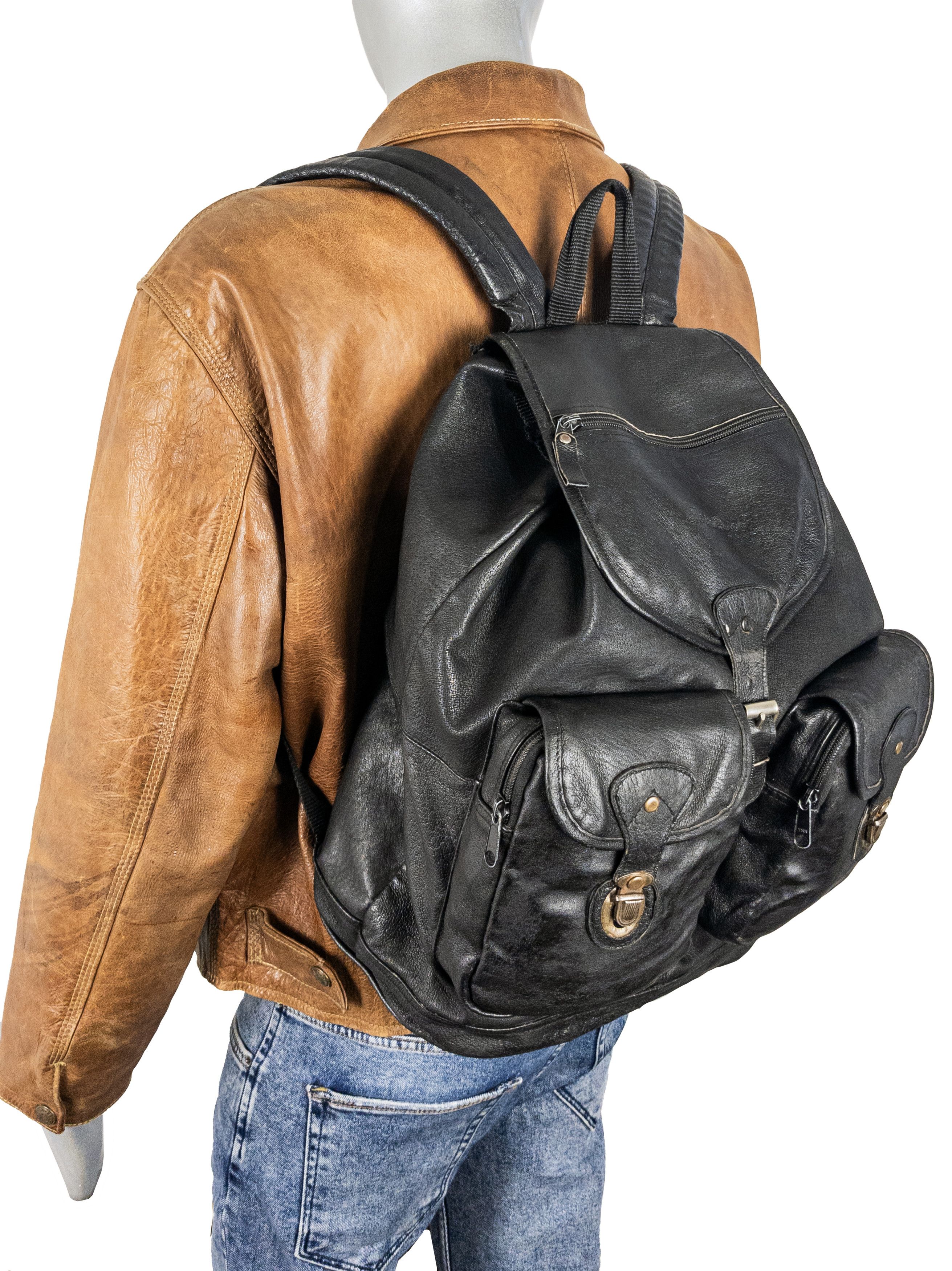 90s Eddie Bauer Vintage Leather Backpack, Leather Bag