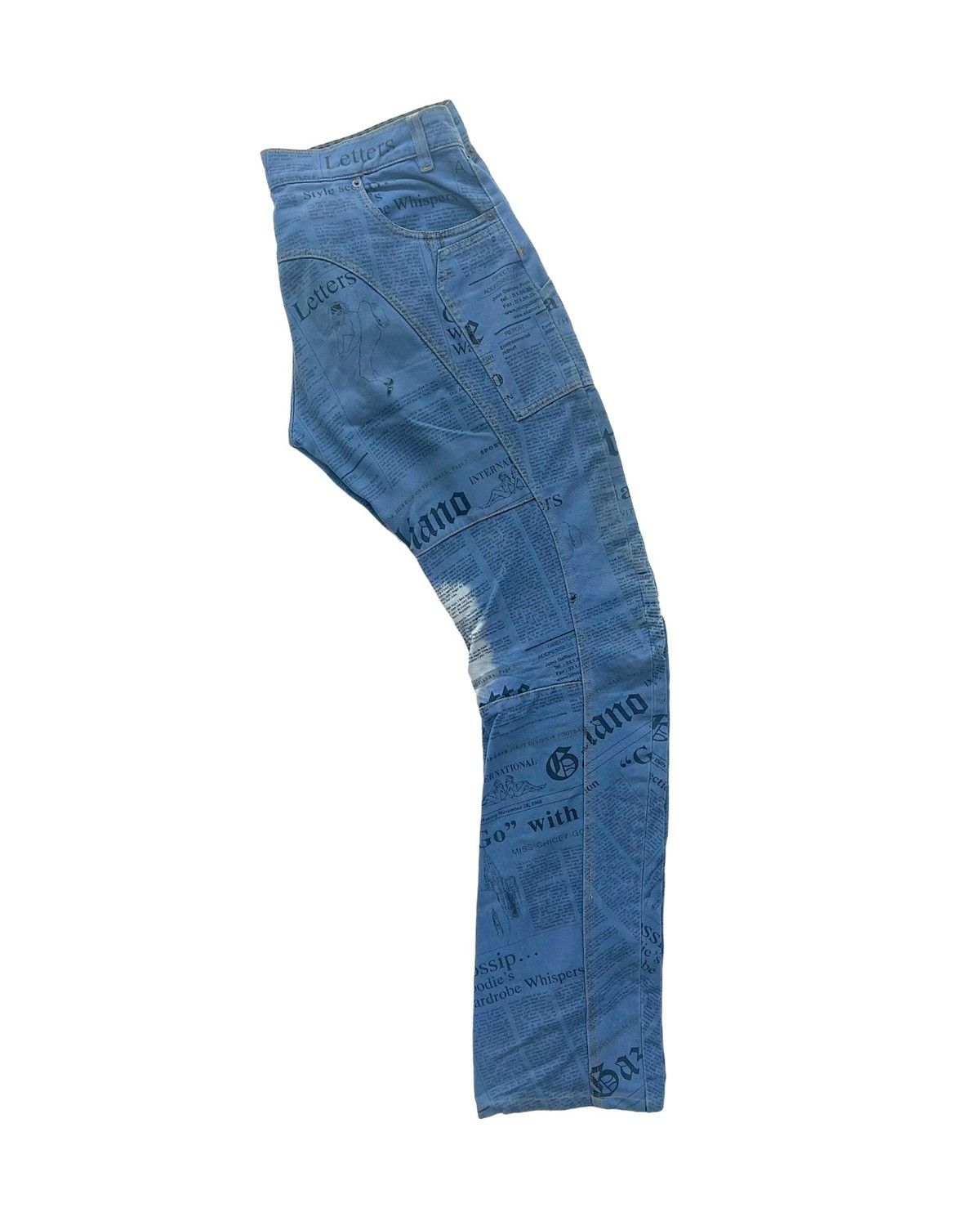 John Galliano SS2006 Runway Star Panel Gazette Newspaper J-Cut Denim Jeans Size US 34 / EU 50 - 9 Thumbnail