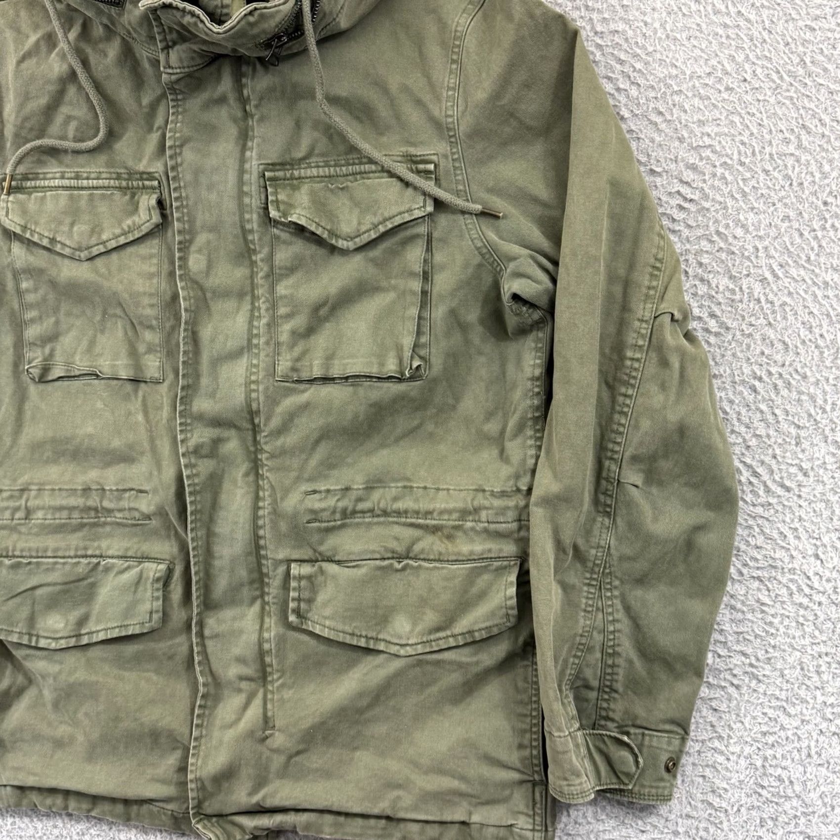 Old Navy VINTAGE Old Navy Jacket Womens Medium Green Zip Snap Hooded Military Y2K Size M / US 6-8 / IT 42-44 - 5 Thumbnail