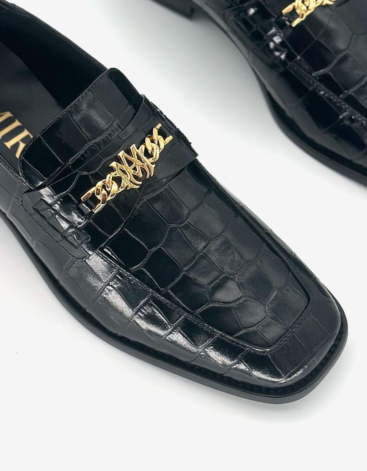 Amiri Amiri Black Croc-Embossed MA Slip-On Loafers Size US 12 / EU 45 - 5 Thumbnail