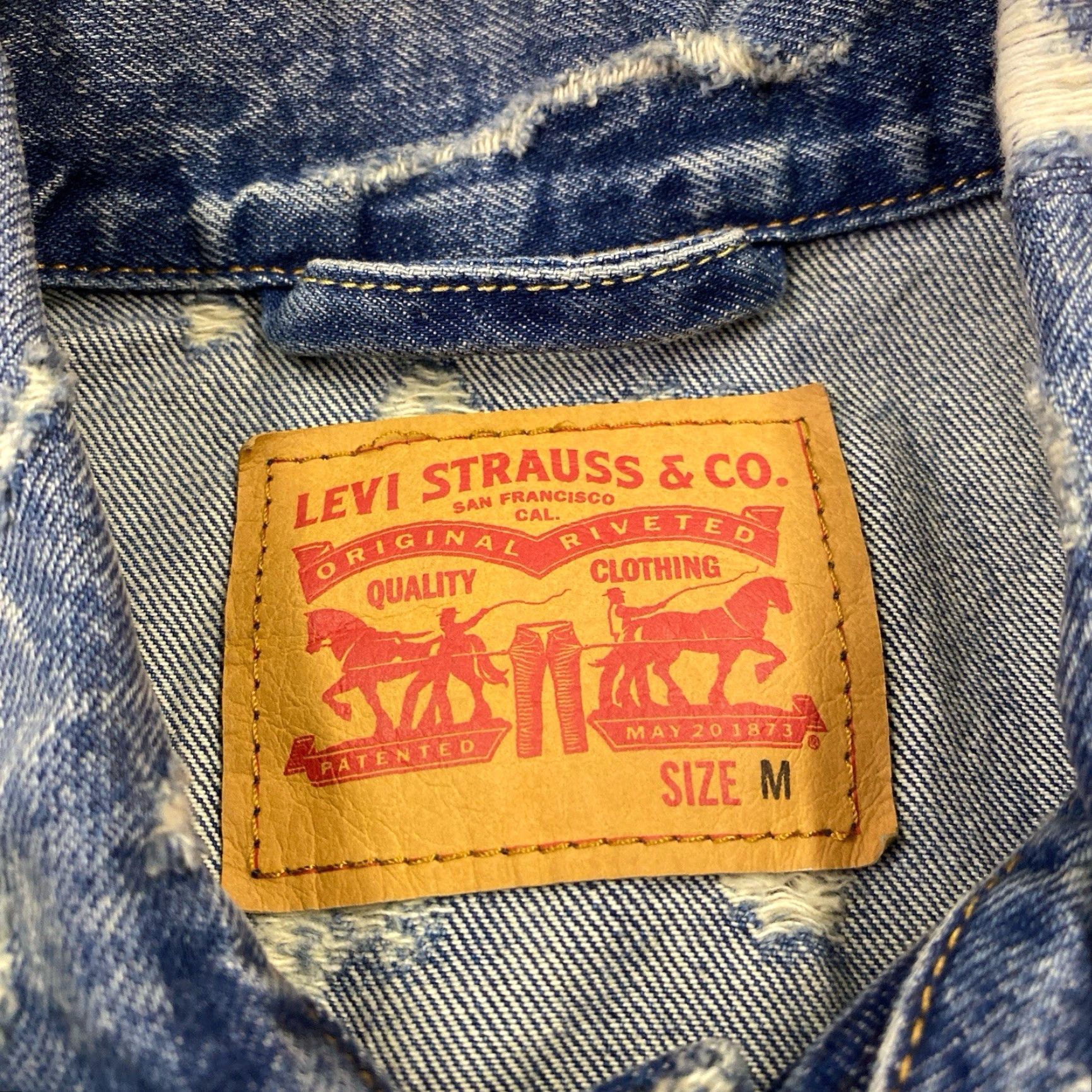 Levi's VINTAGE Sample Tag Levi's Denim Stock Trucker Jacket M Blue Men Jacket Jean Collared Denim 1990s? Size US M / EU 48-50 / 2 - 2 Thumbnail