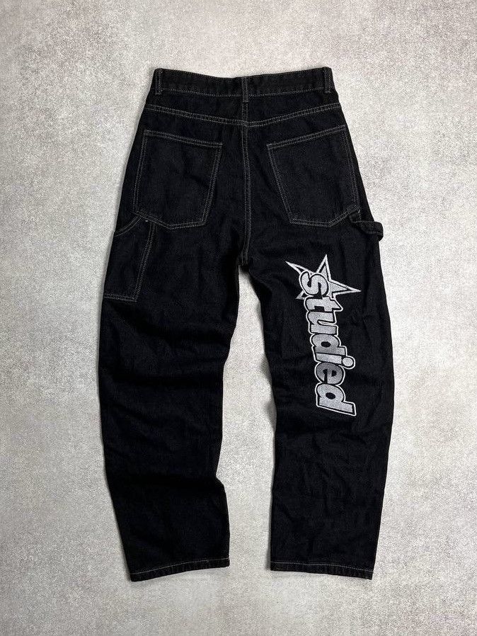 Japanese Brand × Vintage Vintage Embroidery Baggy Y2K Denim Pants L Size US 34 / EU 50 - 1 Thumbnail