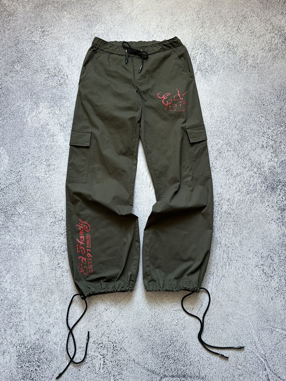 Ed Hardy ED HARDY JAPANESE EMBROIDERED PARACHUTE CARGO PANTS Sz XS Size 30" / US 8 / IT 44 - 2 Thumbnail