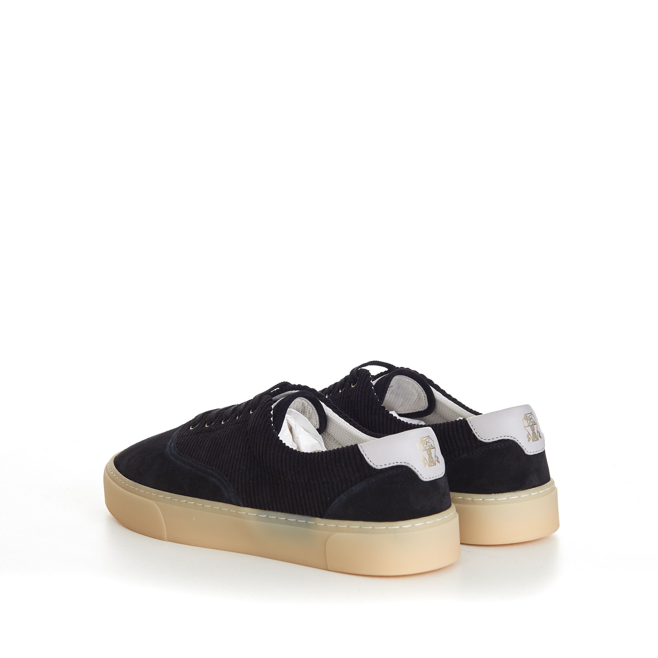 Brunello Cucinelli Black Washed Suede And Techno Corduroy Sneakers Size US 11 / EU 44 - 5 Thumbnail