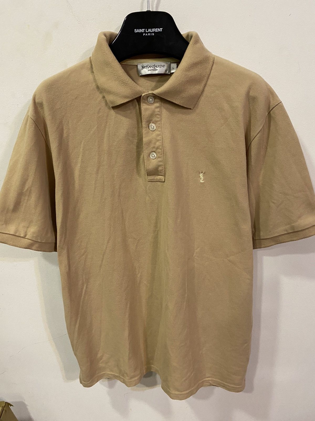 Yves Saint Laurent Beige YSL Polo Shirt Tan YSL T-shirt Size US L / EU 52-54 / 3 - 3 Thumbnail