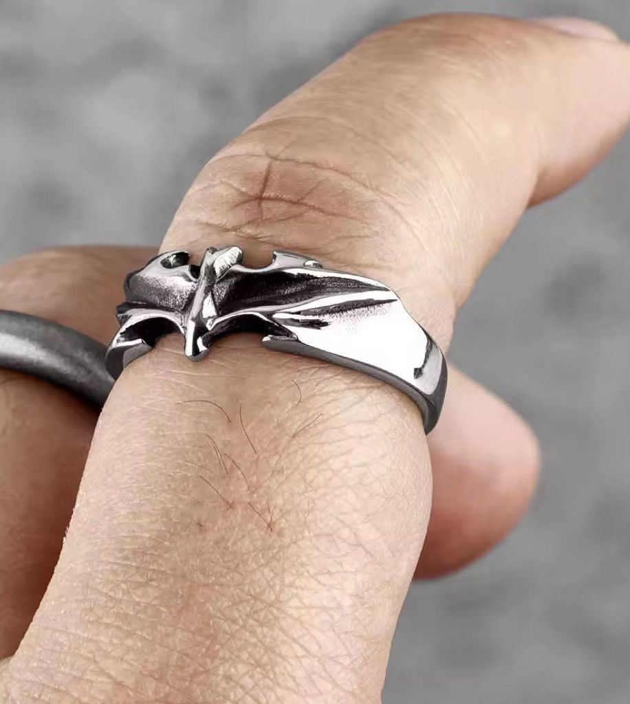 Jewelry GOTHIC Silver Bat Ring – Bold Statement Piece, Size 7-11, Size ONE SIZE - 2 Thumbnail