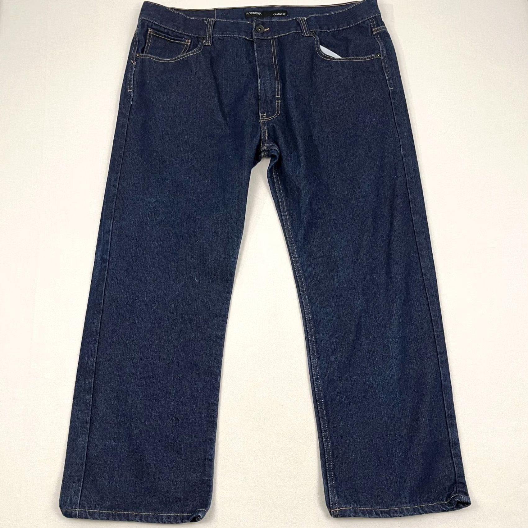 Rocawear Rocawear Jeans Mens 42 x 29 Blue Dark Wash Denim Skater Hip Hop Embroidered Y2K Rock Retro Grunge Style Jeans Mens Size US 42 / EU 58 - 6 Thumbnail