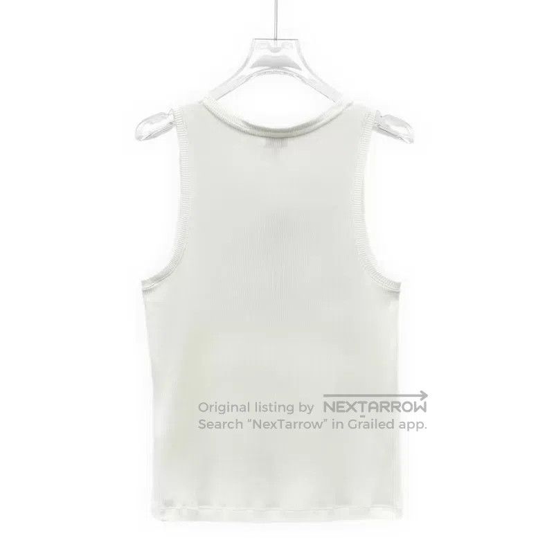 Loewe Loewe White logo embroidered cotton crew-neck sleeveless k Size L / US 10 / IT 46 - 2 Thumbnail