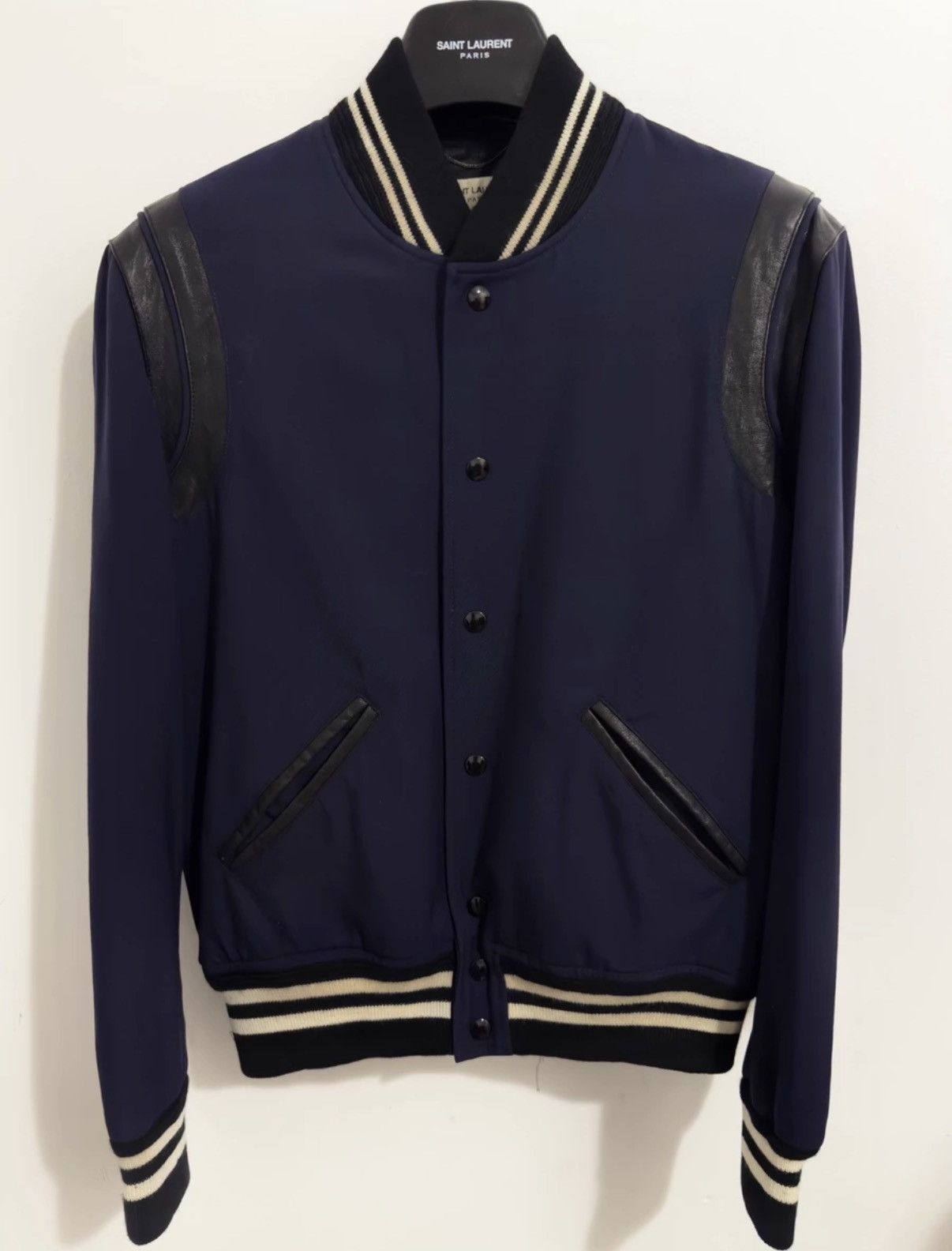 Saint Laurent Paris Saint Laurent 16SS Wool & Leather Paneled Varsity Jacket Size US M / EU 48-50 / 2 - 1 Thumbnail