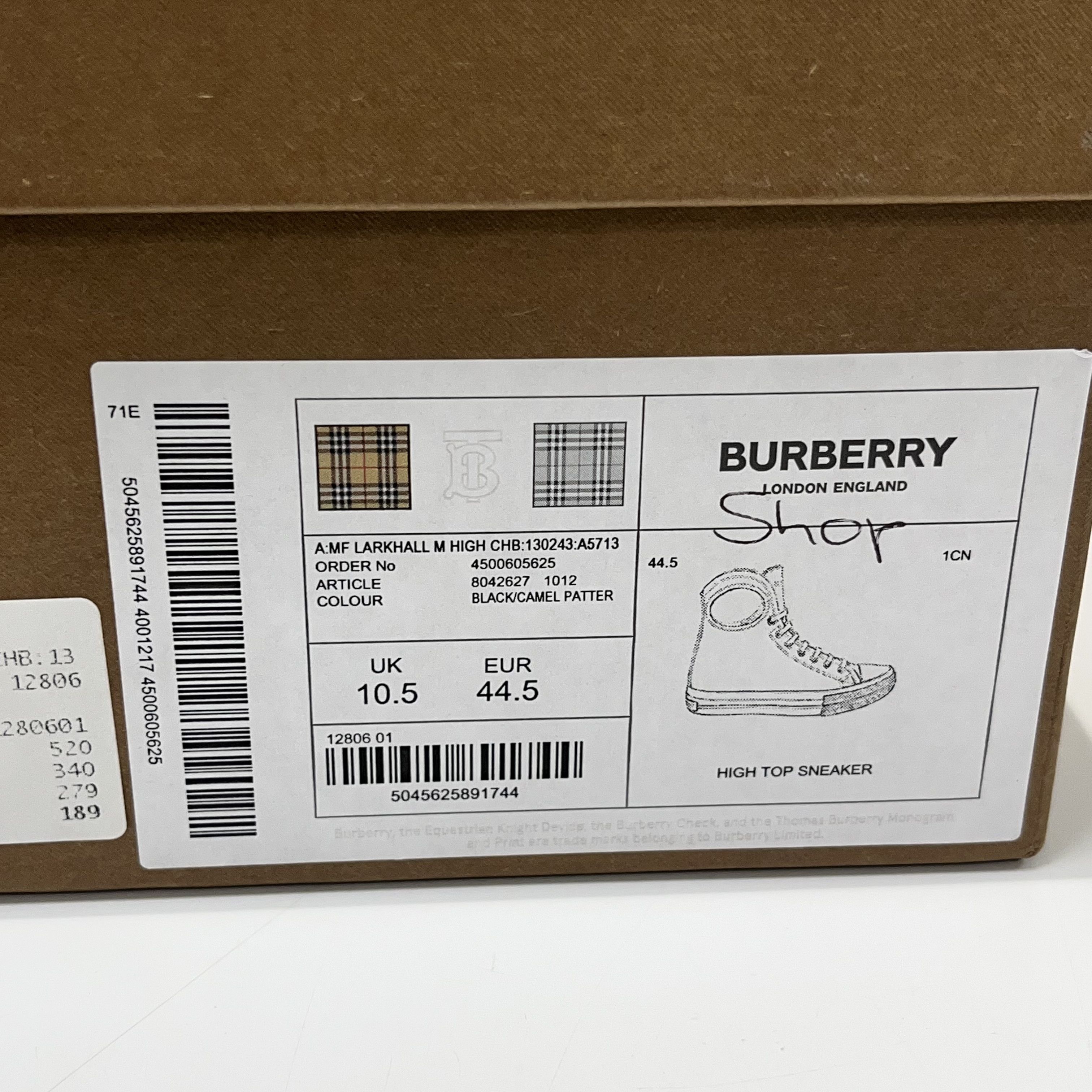 Burberry Burberry Larkhall High-Top Sneakers Check Print Leather Size US 12.5 / EU 45-46 - 12 Thumbnail
