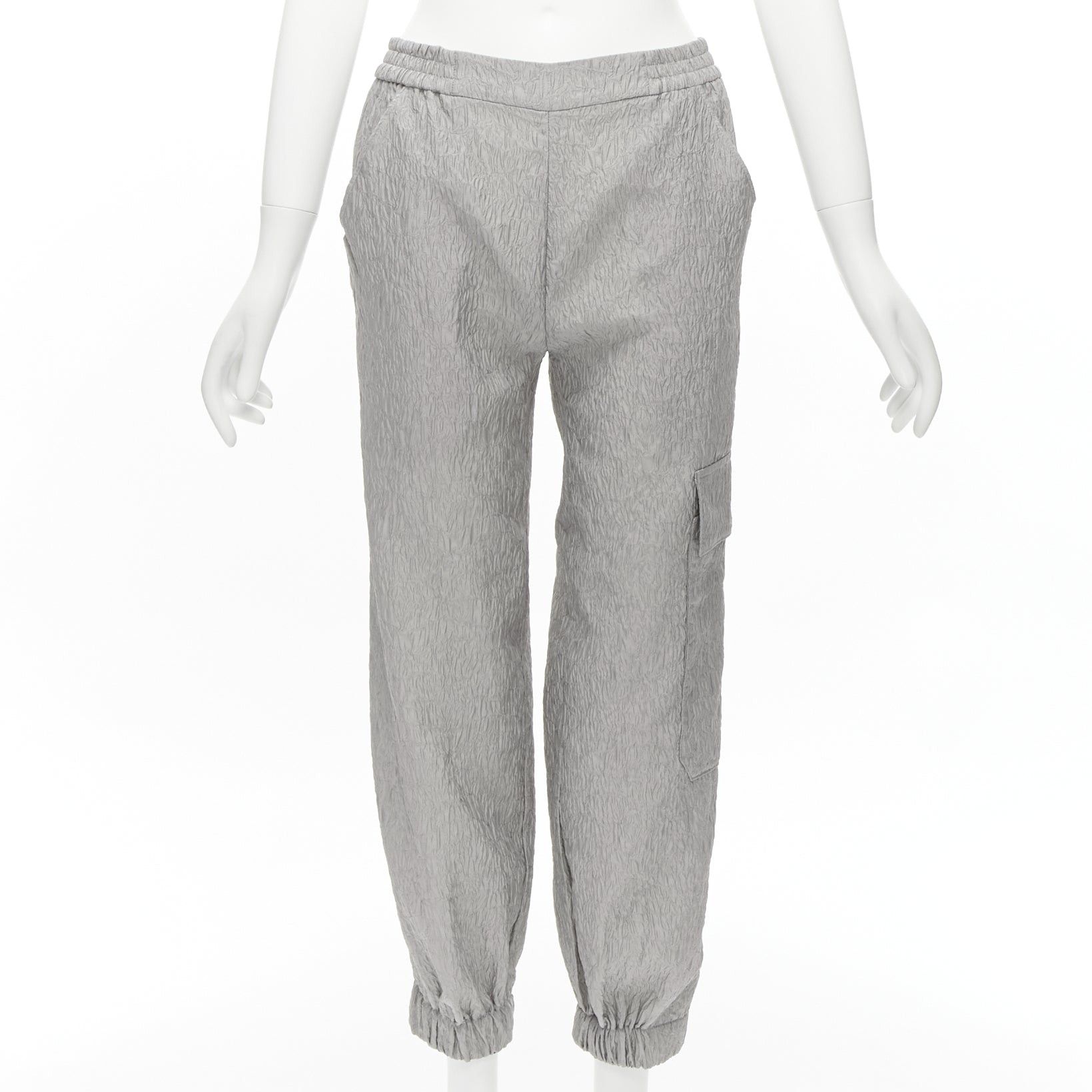 Cecilie Bahnsen CECILIE BAHNSEN Jackson grey matelasse cloque cargo track pants UK6 XS Size 26" / US 2 / IT 38 - 1 Thumbnail