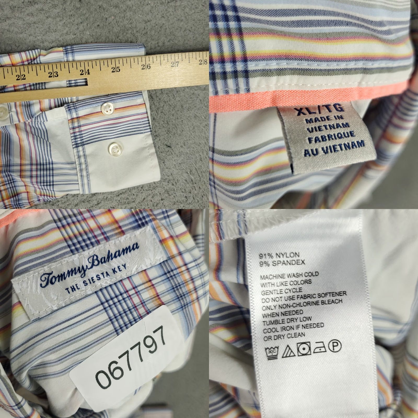 Tommy Bahama Tommy Bahama Shirt Mens XL Blue Plaid Nylon Button Up Long Sleeve Mens XL Blue Plaid Nylon Button-Up Shirt Size US XL / EU 56 / 4 - 8 Thumbnail
