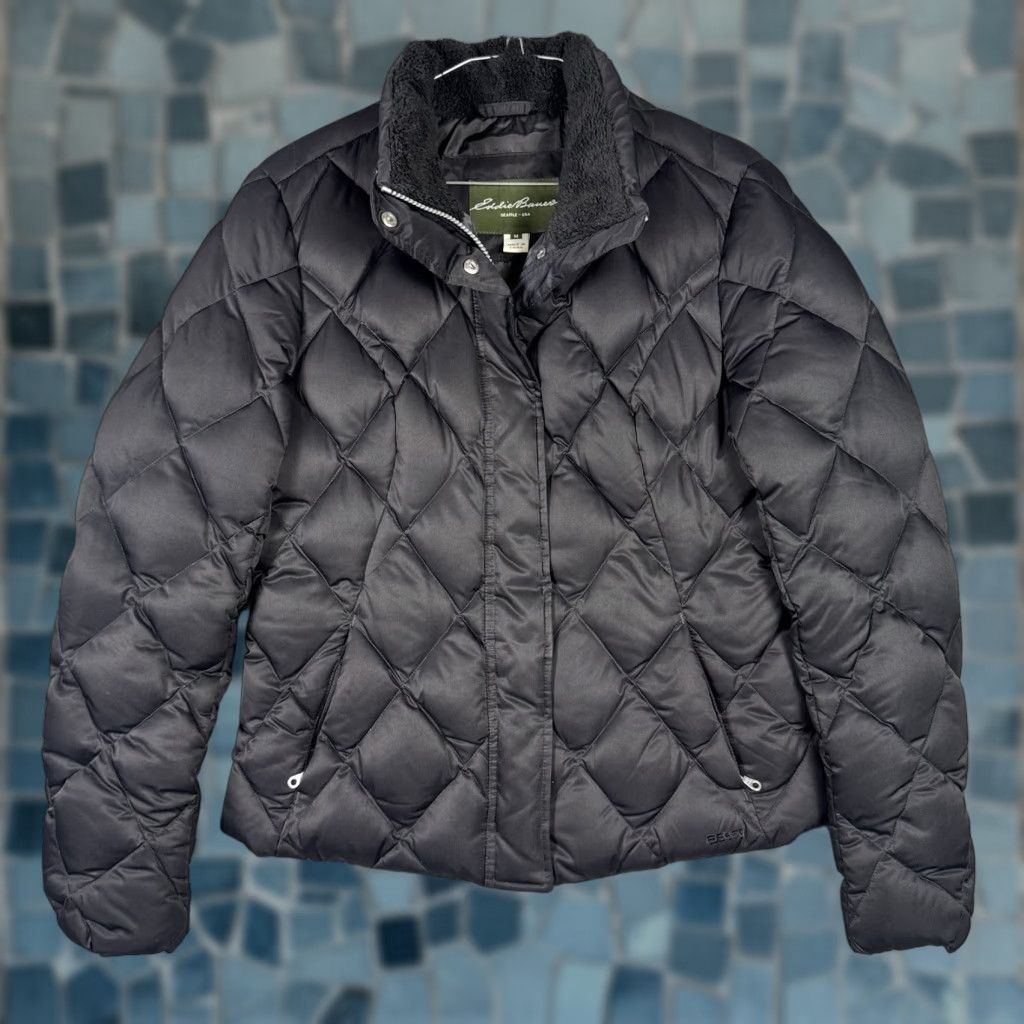 Eddie Bauer Eddie Bauer Goose Down Puffer Jacket Womens M EB650 Full Zip Pockets Quilted Black Size M / US 6-8 / IT 42-44 - 1 Thumbnail