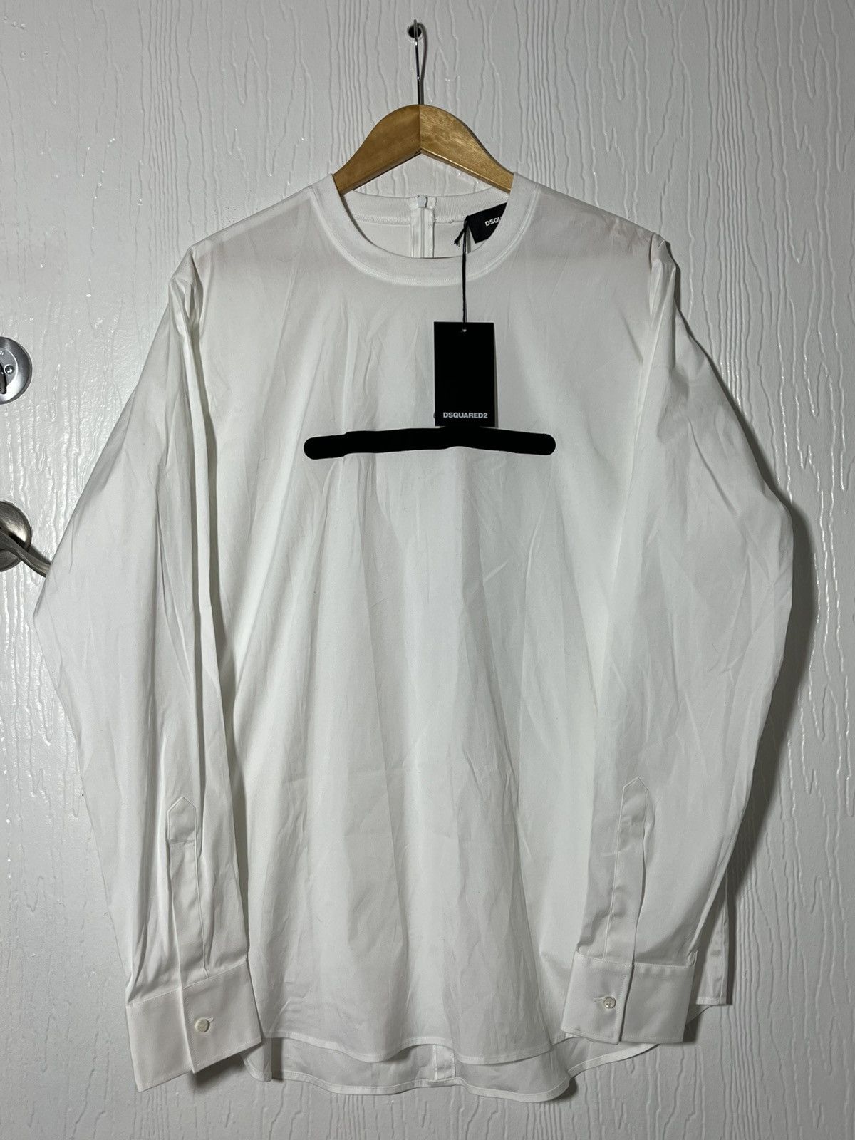 Designer SS17 NWT Dsquared2 100 White Zip Up Long Sleeve Shirt 52 Size US XL / EU 56 / 4 - 1 Thumbnail