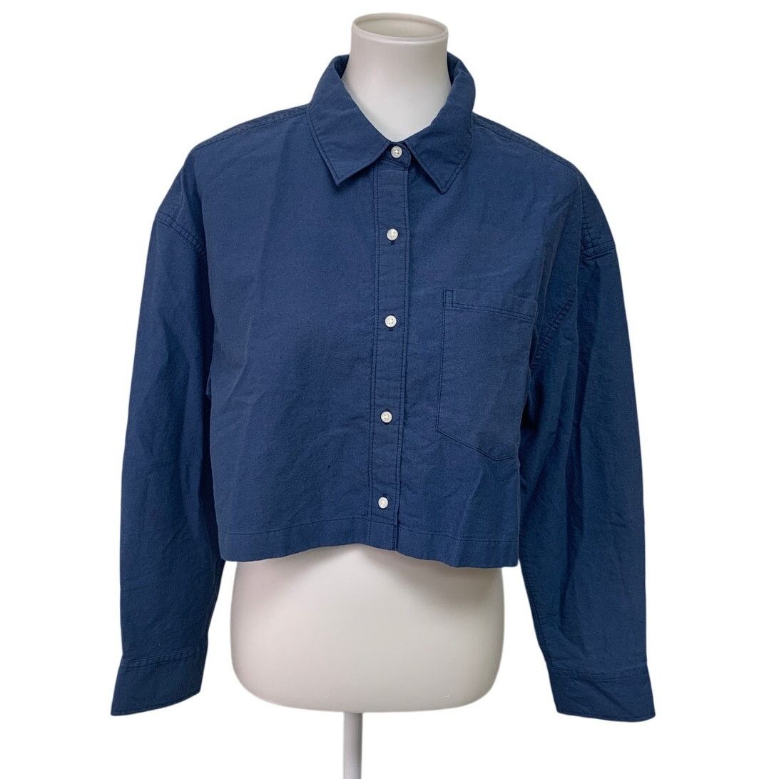 American Eagle Outfitters New Aerie Small Long Sleeve Cropped Collared Button Up Shirt Size S / US 4 / IT 40 - 2 Thumbnail
