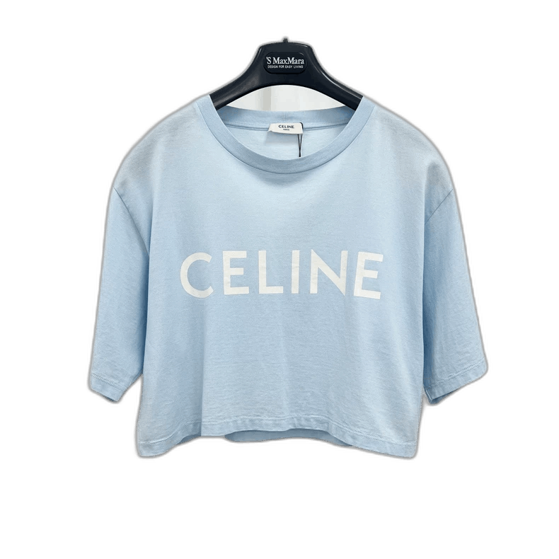 Celine Short Sleeve Blue Letter Print Top