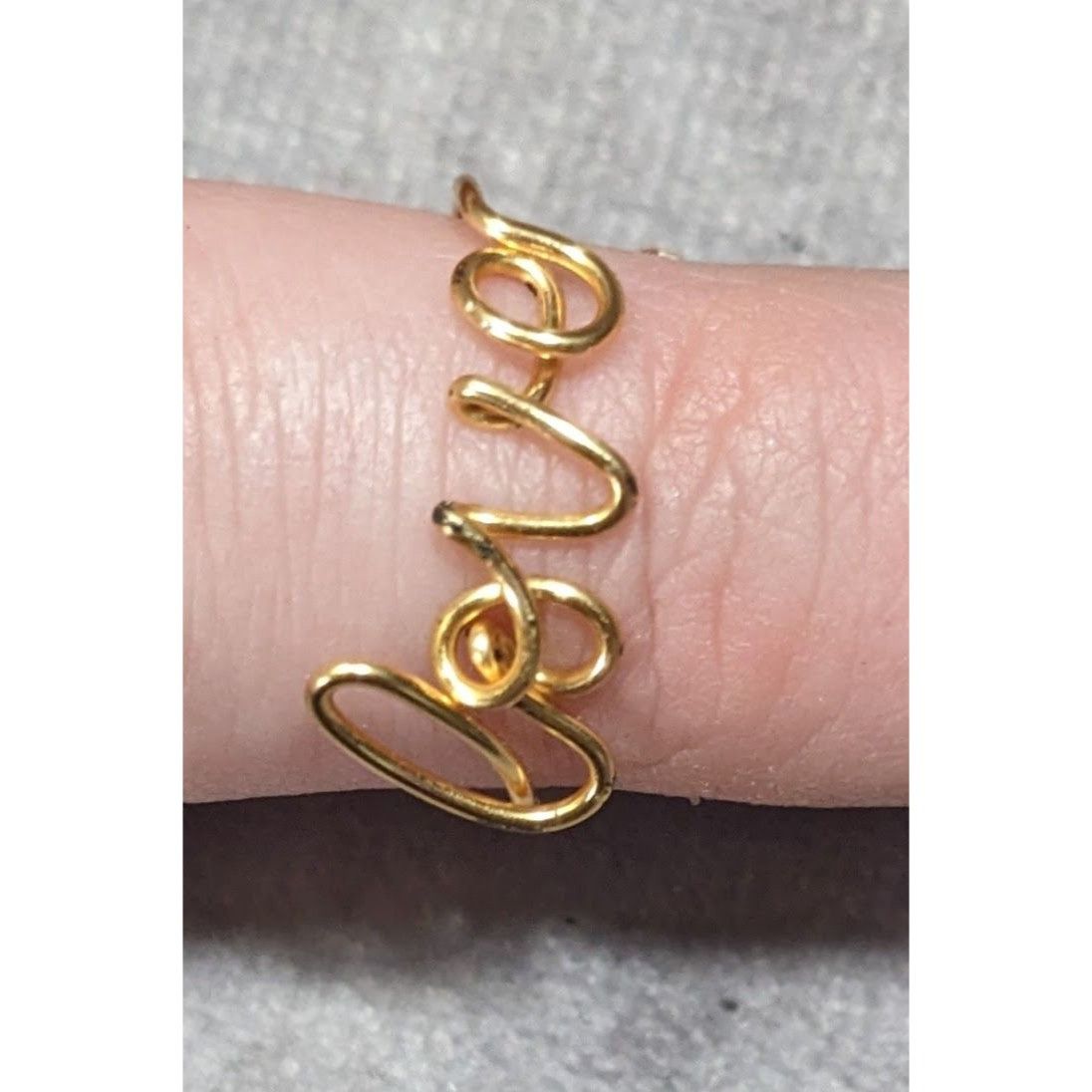 Handmade Handmade Love Wire Wrap Gold Tone Wire Ring Size ONE SIZE - 7 Thumbnail