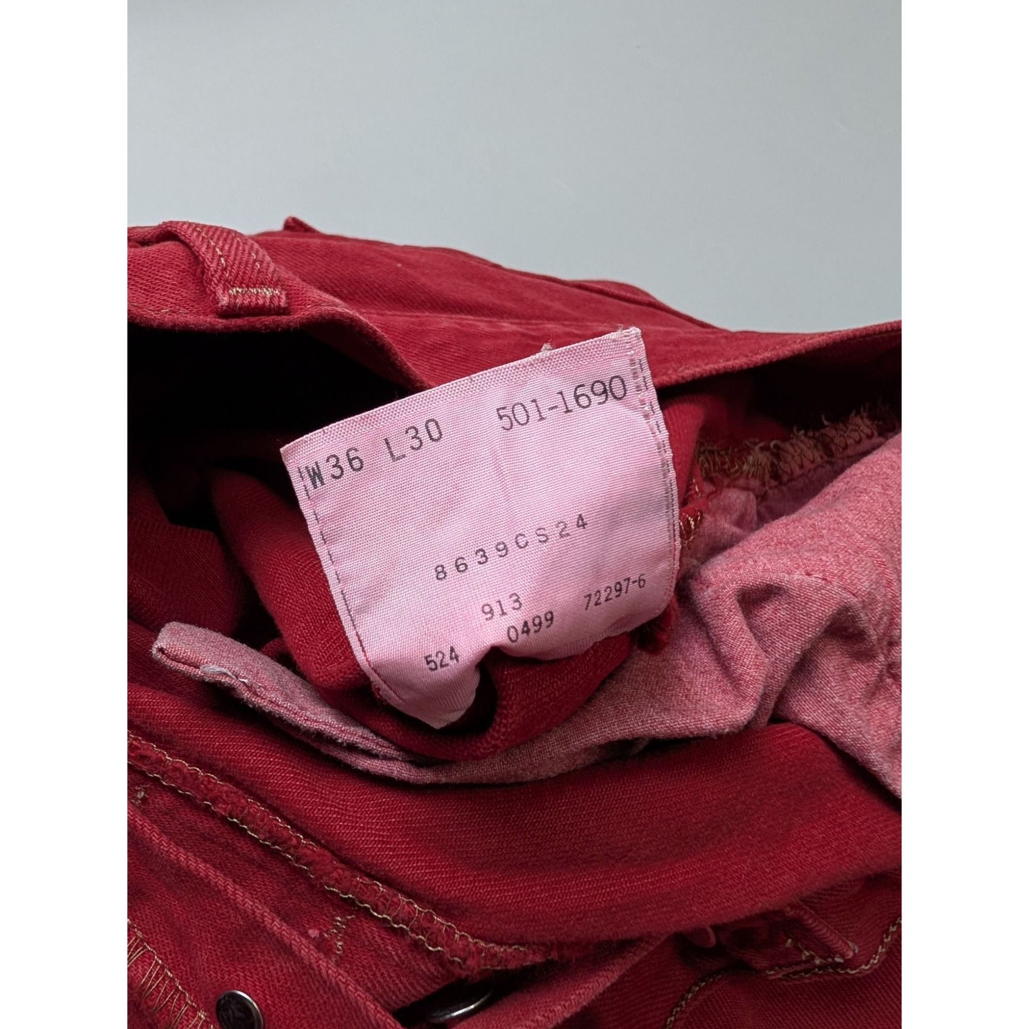 Levi's Vintage Clothing Levi's 501 Made In USA RARE Red Denim Jeans Pants (Y1077) Size US 36 / EU 52 - 8 Thumbnail