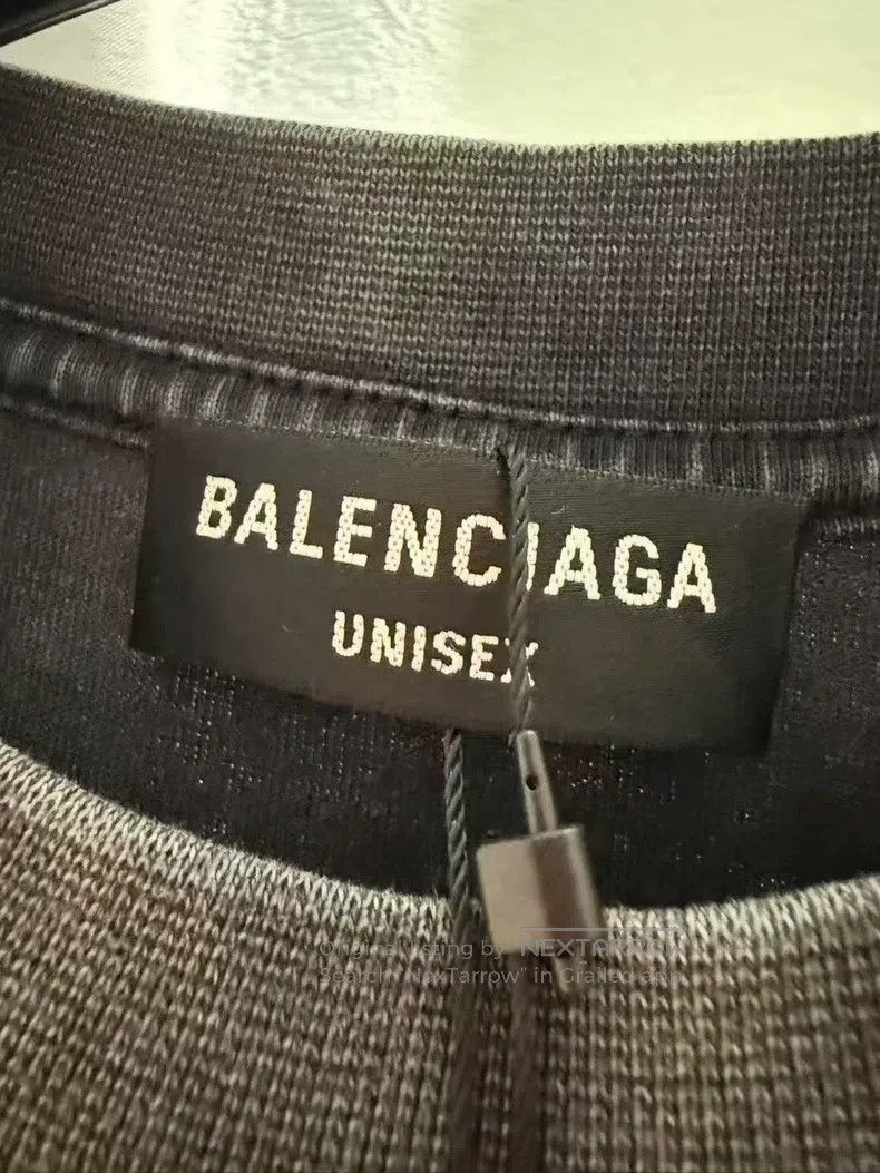 Balenciaga Balenciaga Men's Washed Black Wheat Pattern Short Sleeve Size US L / EU 52-54 / 3 - 3 Thumbnail