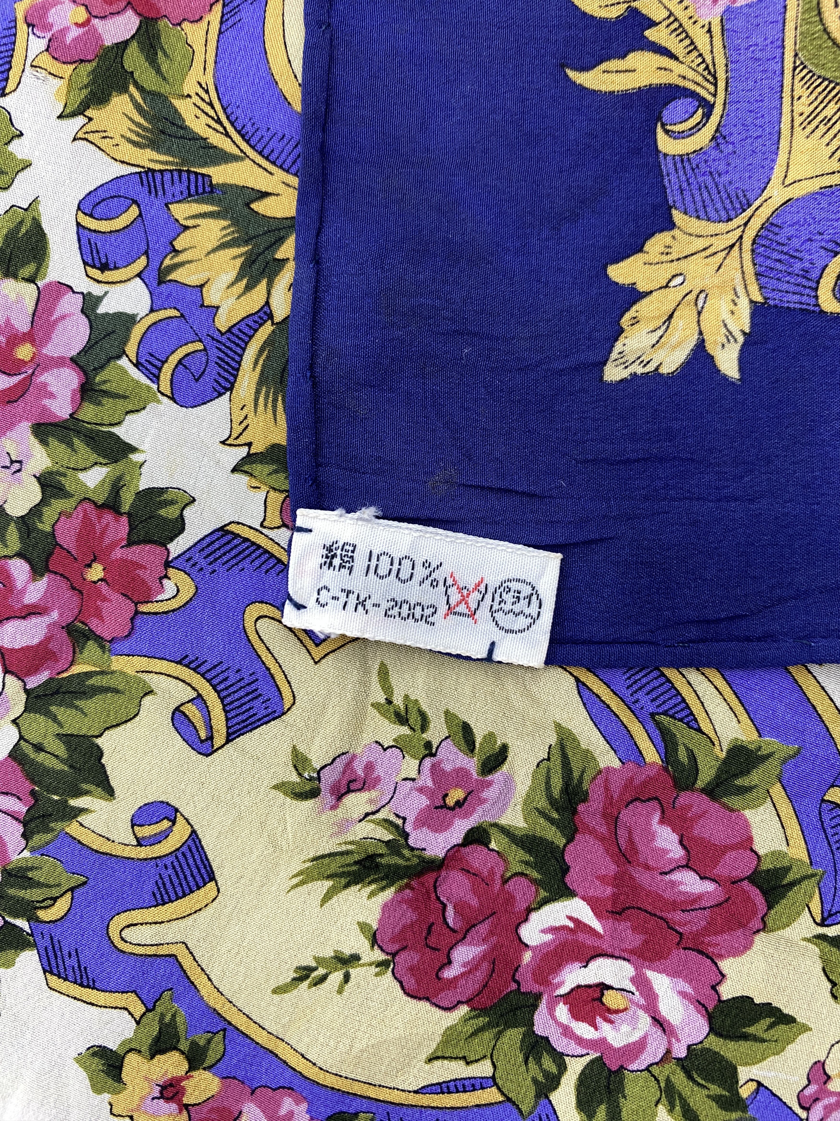 Vintage 70s Vintage Floral Vintage Silk Scarf SN0094 Size ONE SIZE - 5 Thumbnail