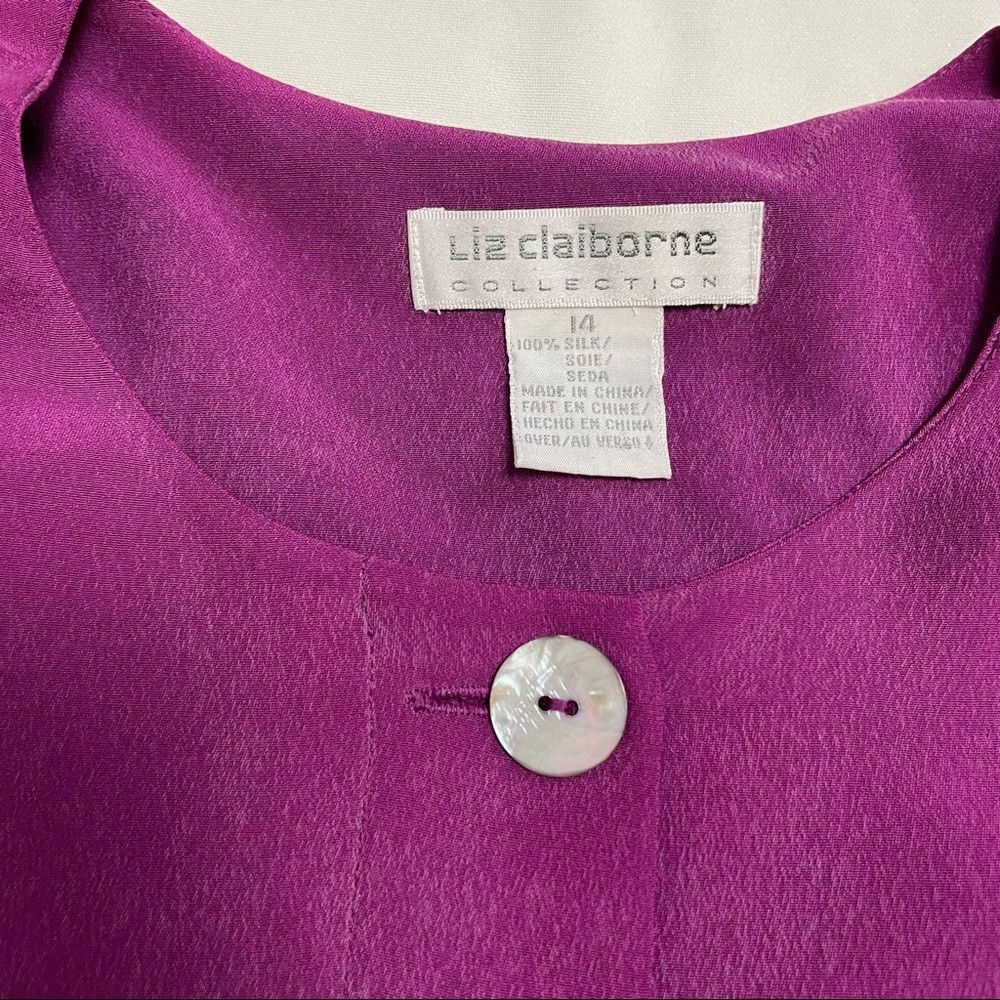 Other Vintage Liz Claiborne Silk Berry Wine Jacket Shirt Size 14 Size XL / US 12-14 / IT 48-50 - 5 Thumbnail