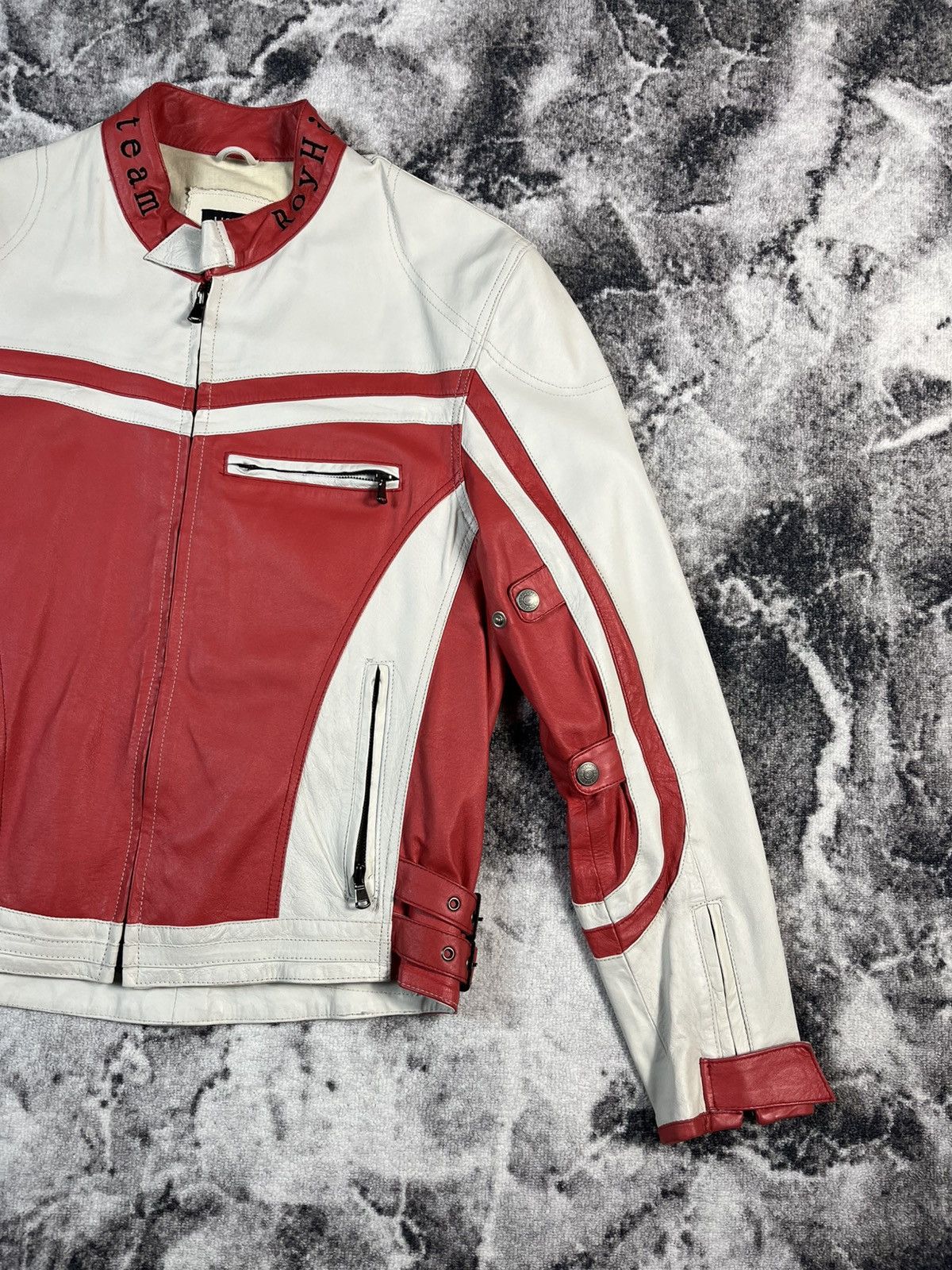 Leather J.J.Scott Leather Racing Jacket Red White Moto L Size US L / EU 52-54 / 3 - 4 Thumbnail