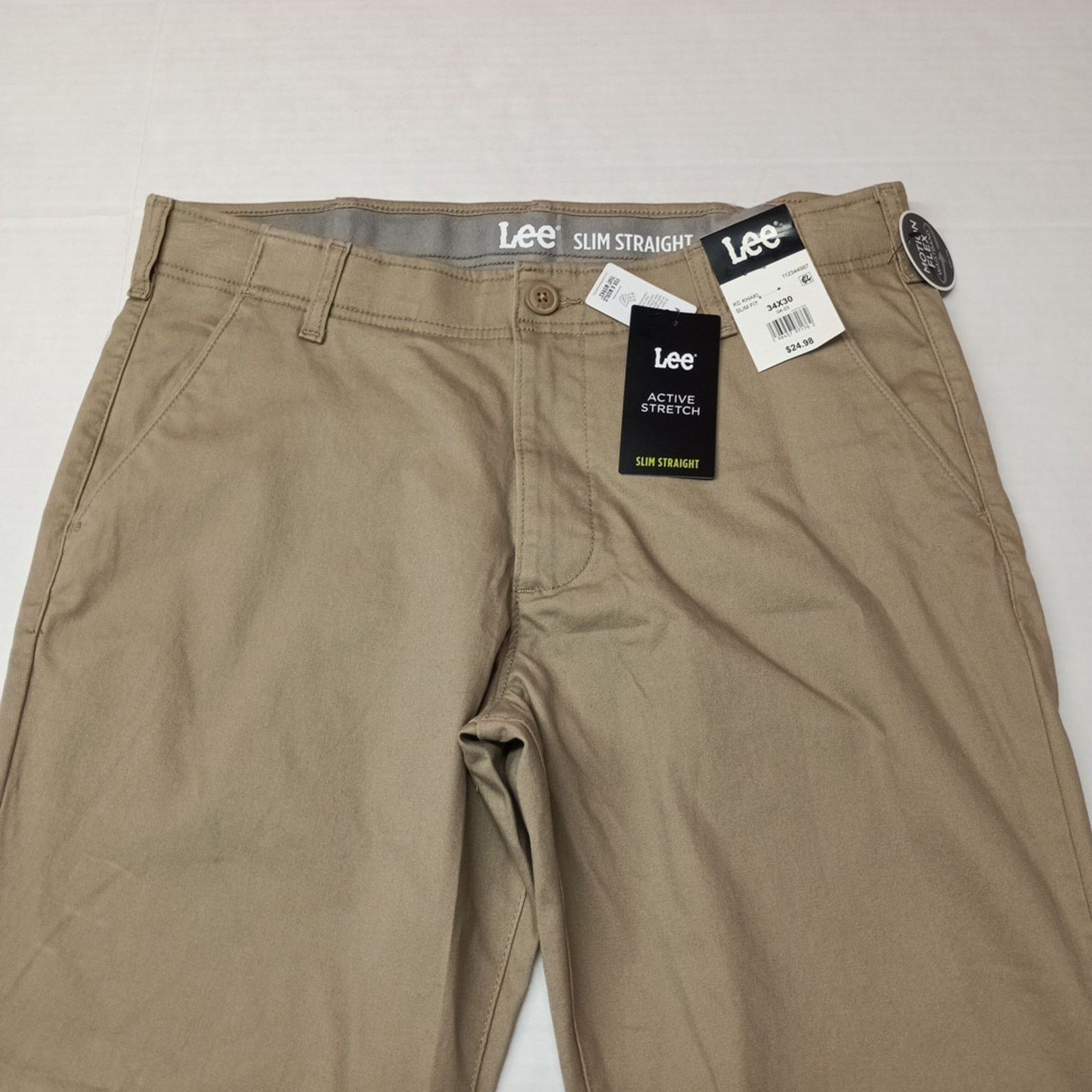 Lee Lee Flat Front Chino Pants Men's 34x30 Khaki Slim Fit Size US 34 / EU 50 - 5 Thumbnail