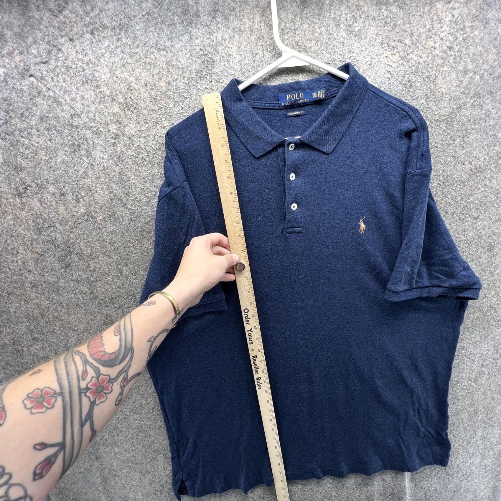 Polo Ralph Lauren Polo Ralph Lauren Polo Shirt Mens 2XL Blue Solid Pony Logo Slim Fit Shirt Size US XXL / EU 58 / 5 - 4 Thumbnail