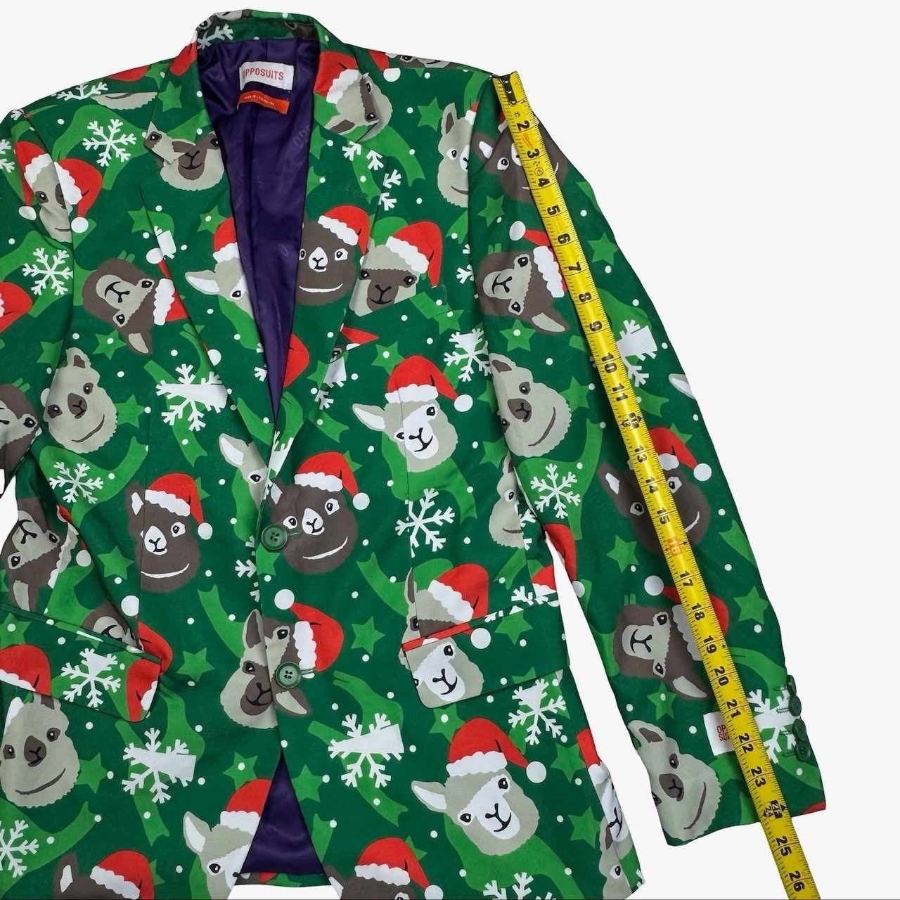 Other OppoSuits Men's Christmas Santa Llama 2-Button Blazer Red/Gr Size 38R - 9 Thumbnail